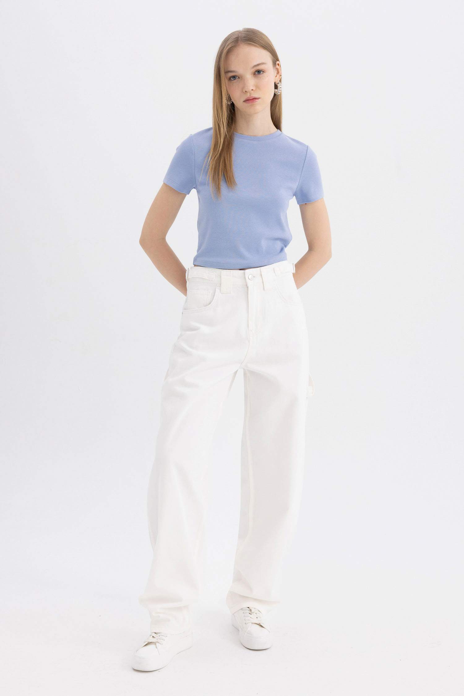 Coool Fitted Ribana Basic Düz Kısa Kollu Tişört