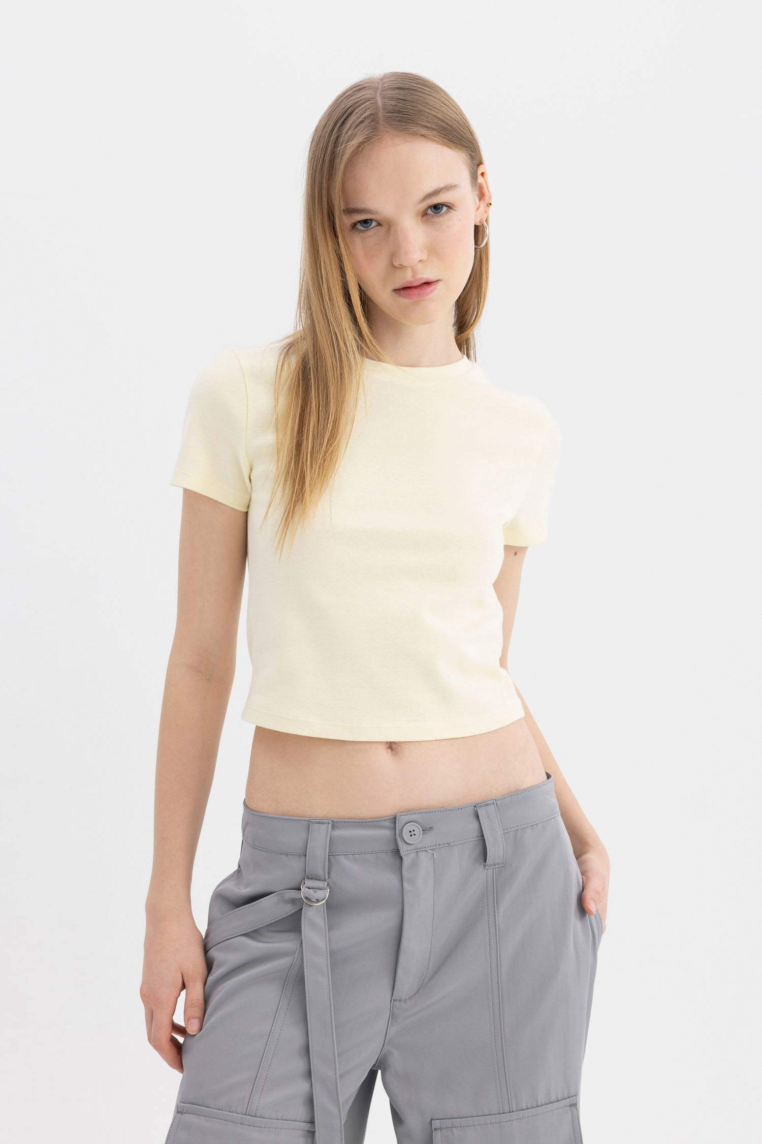 Coool Fitted Ribana Basic Düz Kısa Kollu Tişört