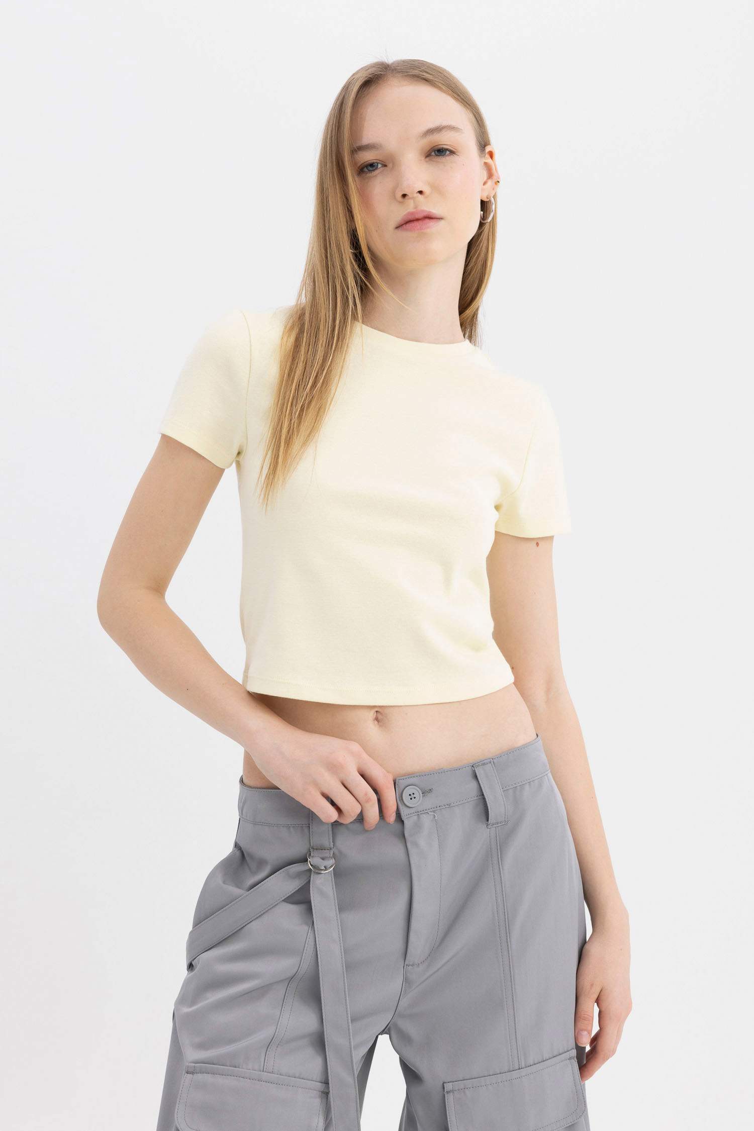 Coool Fitted Ribana Basic Düz Kısa Kollu Tişört