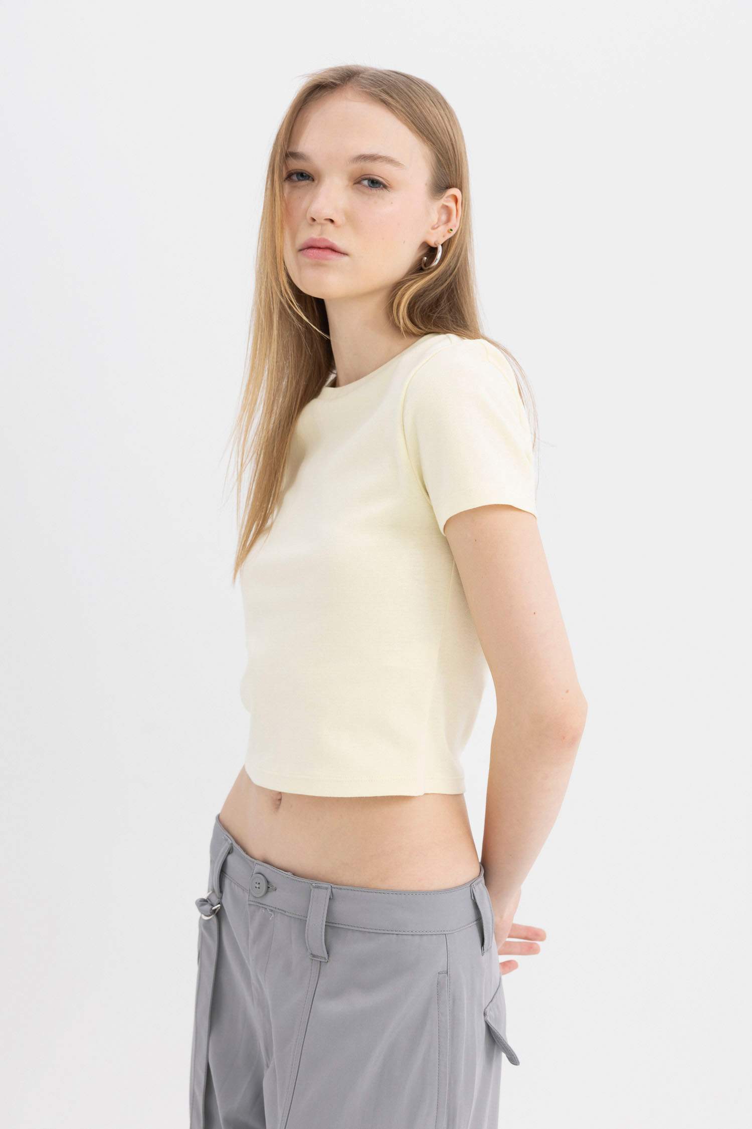 Coool Fitted Ribana Basic Düz Kısa Kollu Tişört