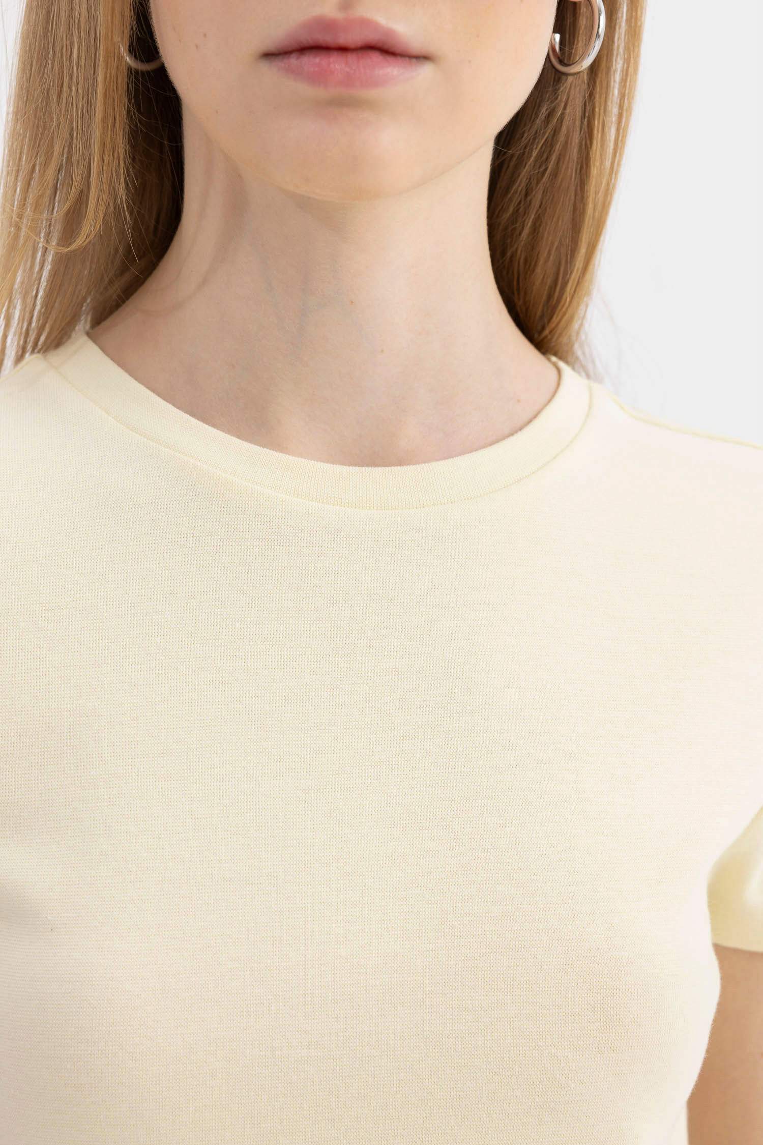 Coool Fitted Ribana Basic Düz Kısa Kollu Tişört