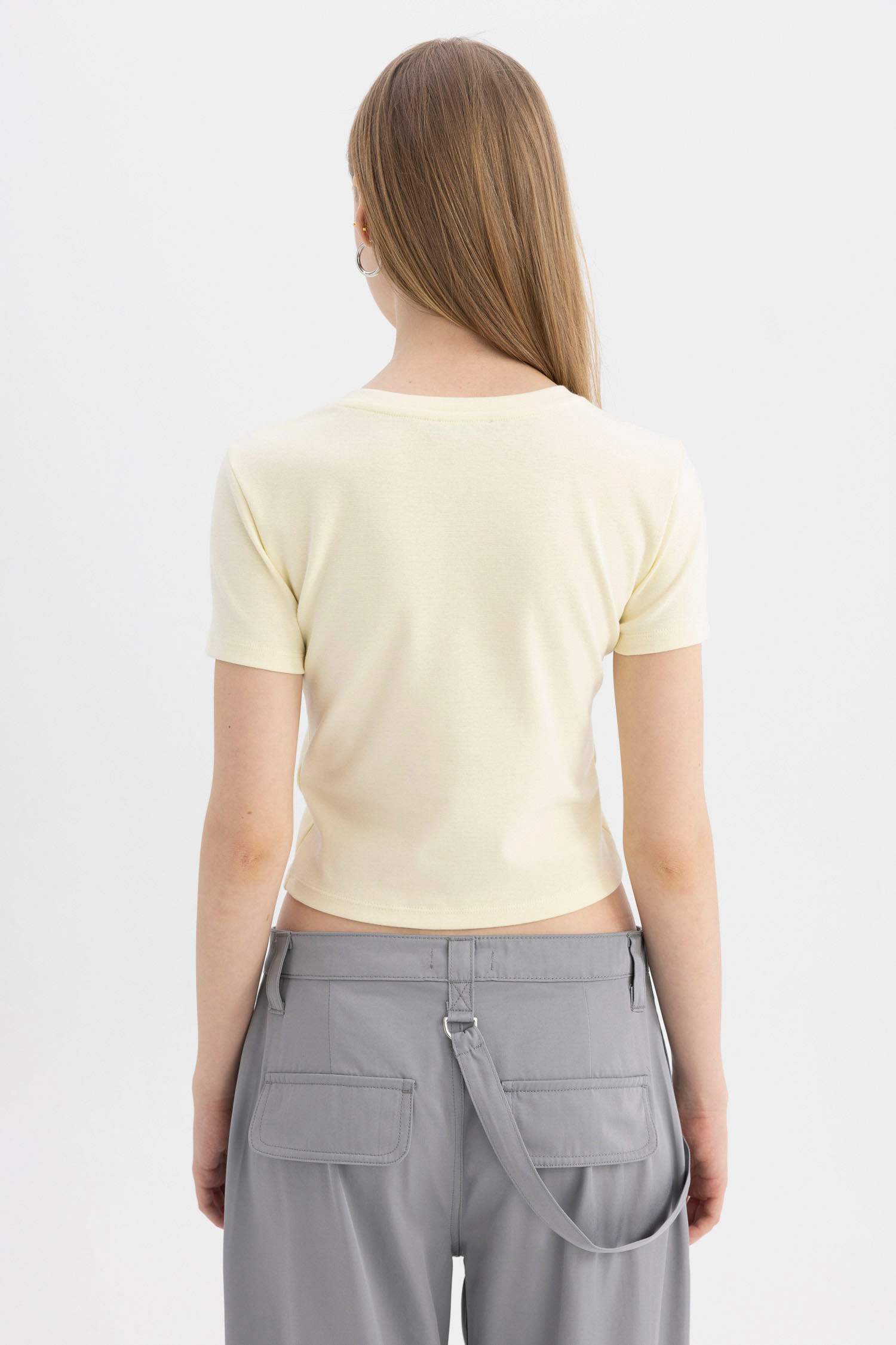 Coool Fitted Ribana Basic Düz Kısa Kollu Tişört