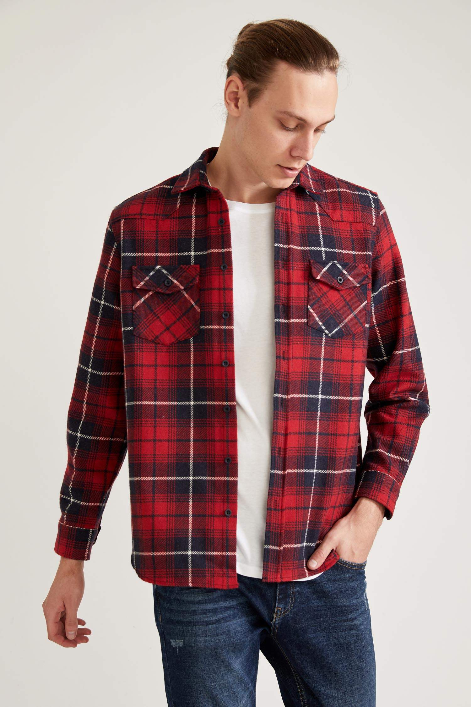 Red MAN Checked Long Sleeve Regular Fit Lumberjack Shirt 1807371 | DeFacto