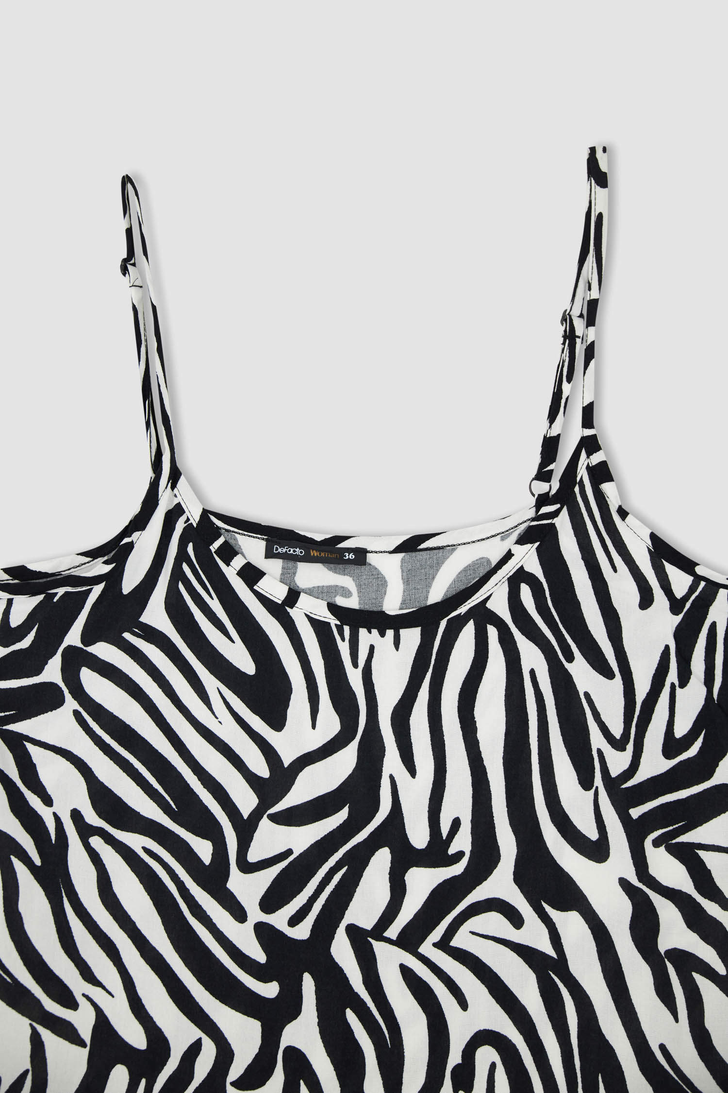 Defacto Askılı Zebra Desenli Midi Elbise. 6