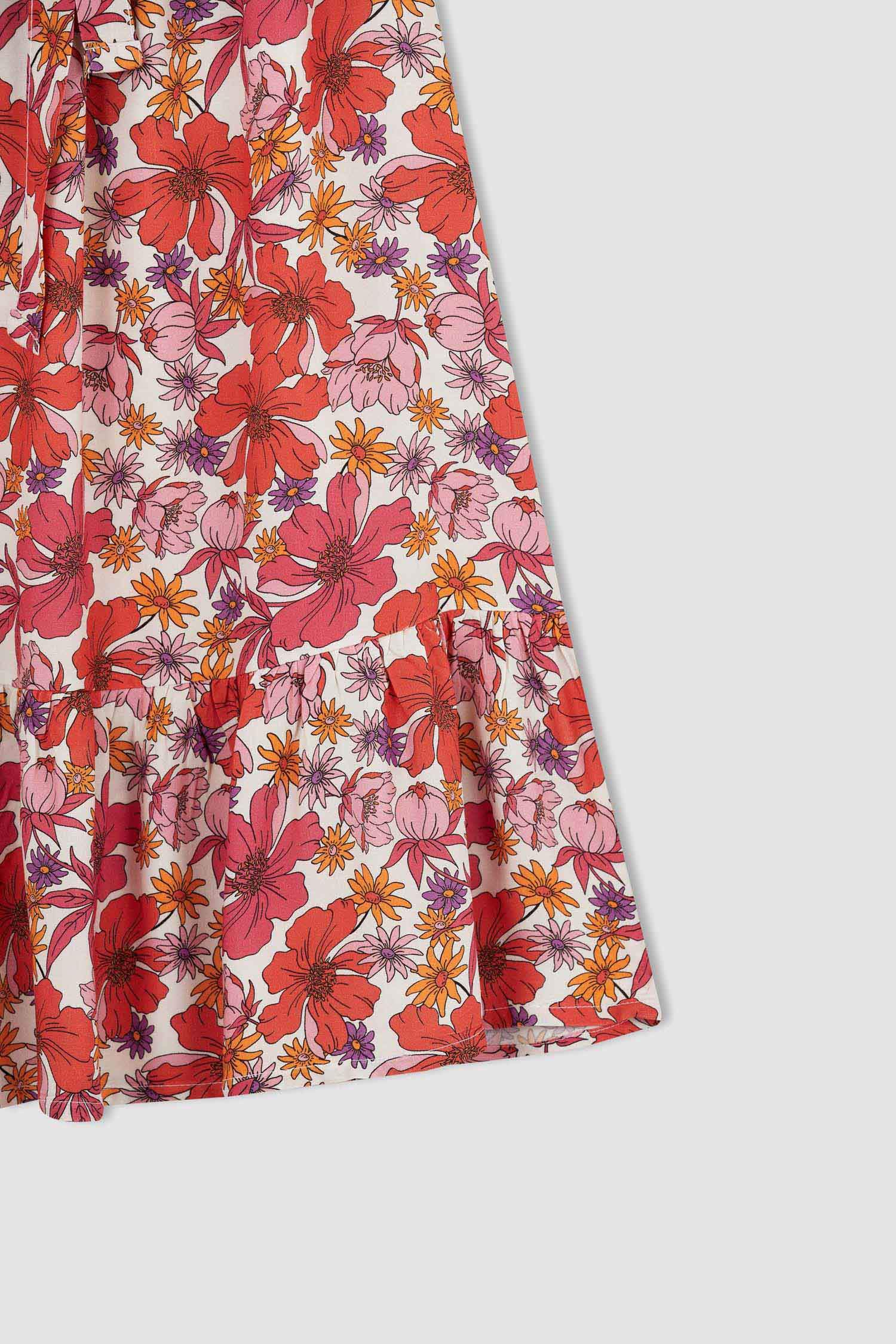 Defacto Floral Desenli Carmen Yaka Yazlık Midi Elbise. 9