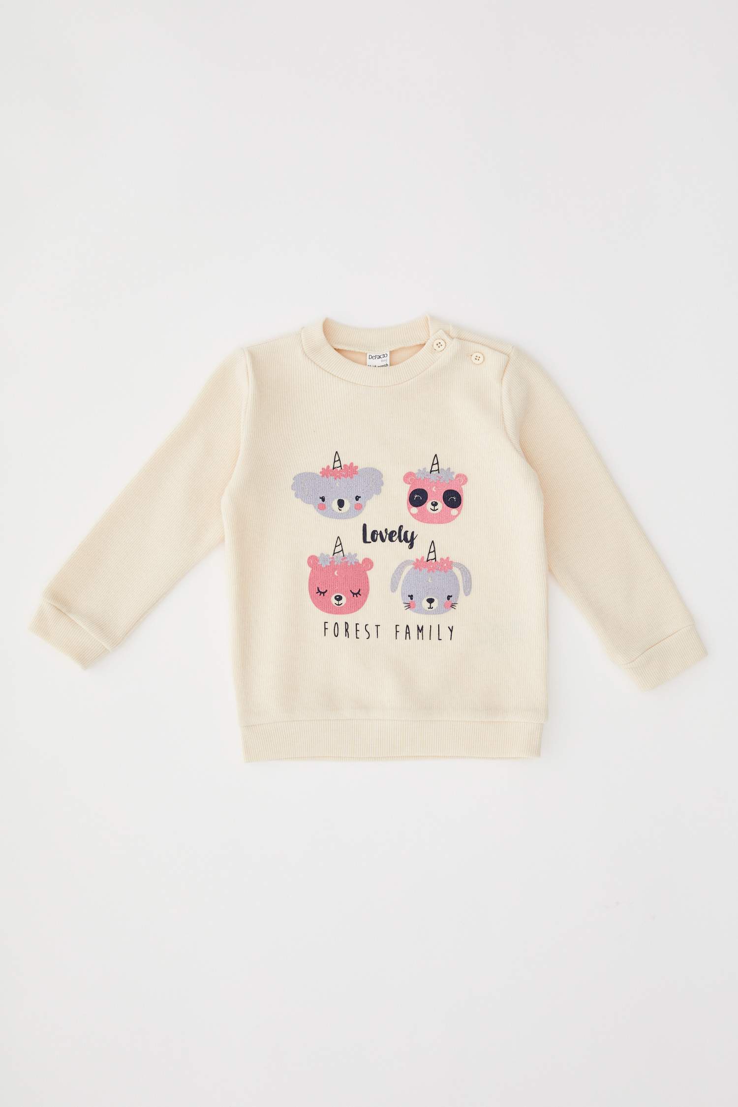 Kız Bebek Baskılı Selanik Kumaş Sweatshirt