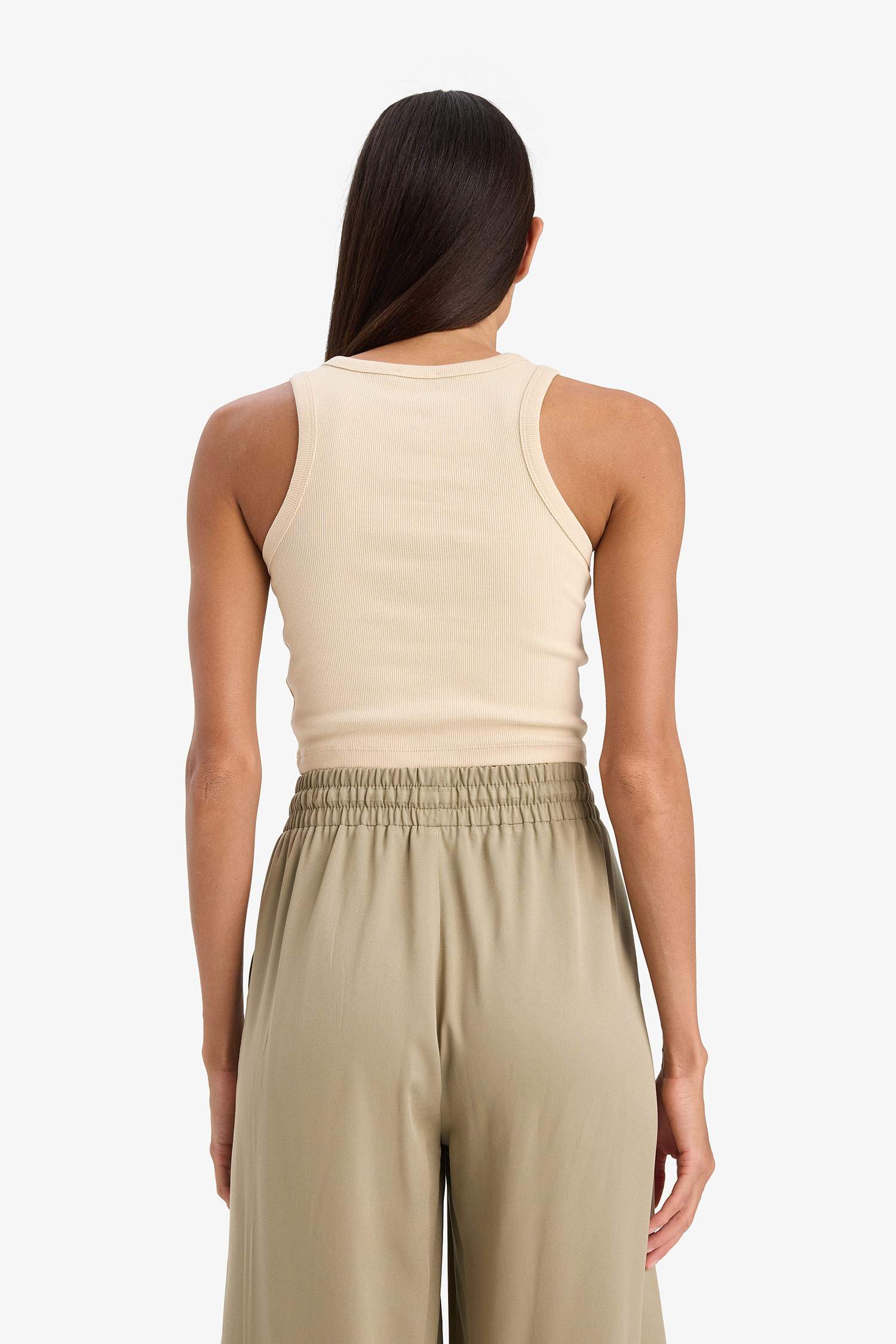 Fitted Halter Yaka Fitilli Kaşkorse Atlet