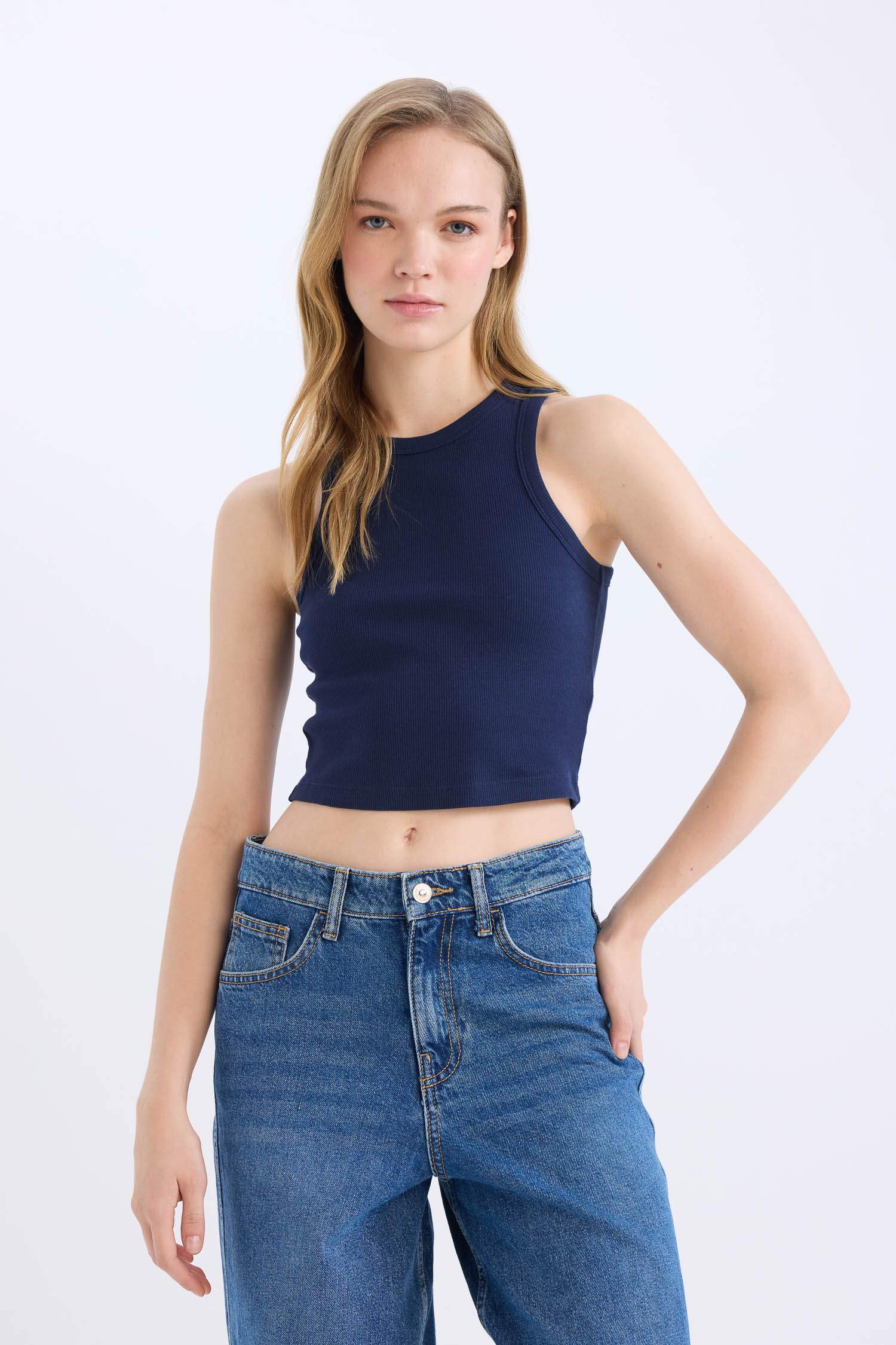 Fitted Halter Yaka Fitilli Kaşkorse Atlet