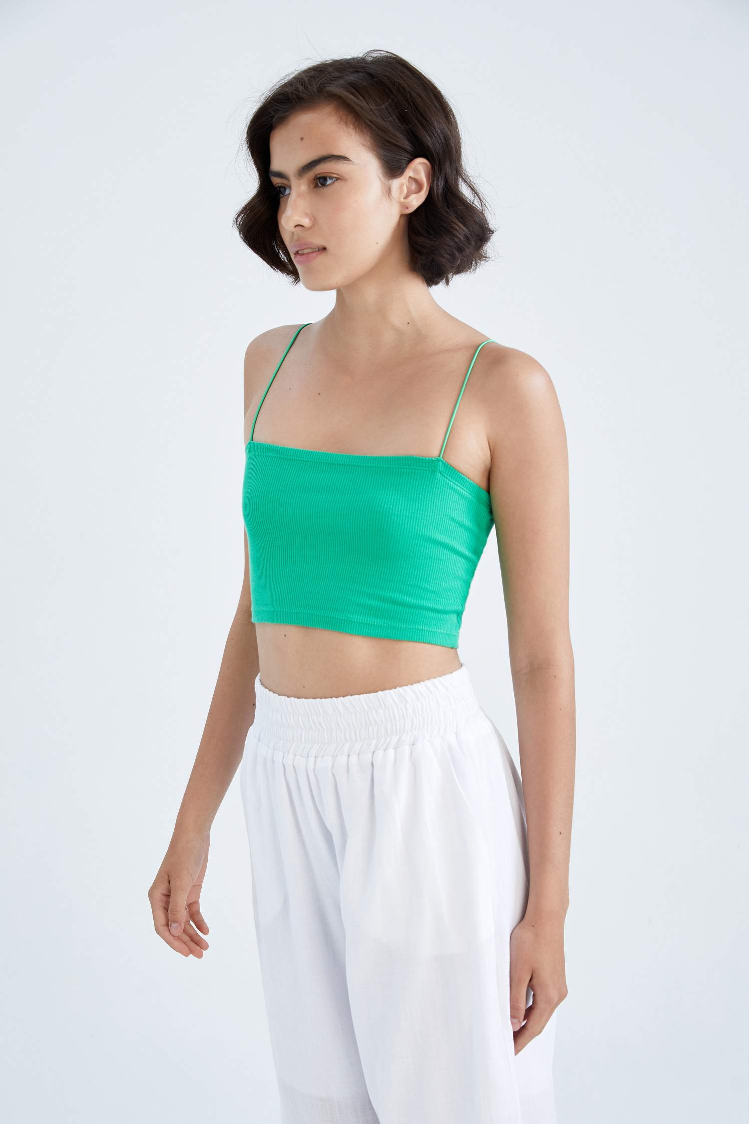 зеленый Женщины Майка скинни с круглым вырезом, Coool 2645470 | DeFacto