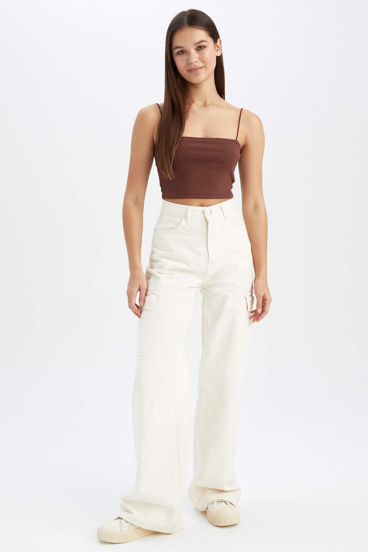 Coool Skinny Fit Cotton Crop Top with Rope Strap