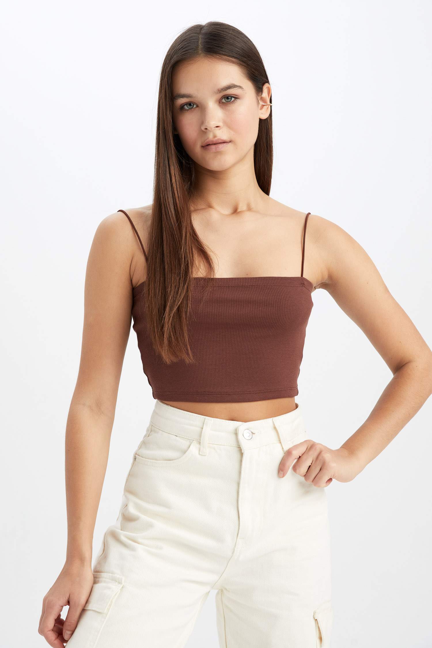 Coool Skinny Fit Cotton Crop Top with Rope Strap