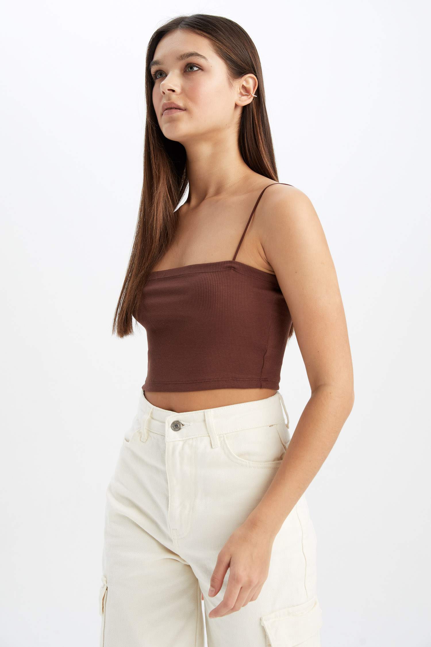 Coool Skinny Fit Cotton Crop Top with Rope Strap