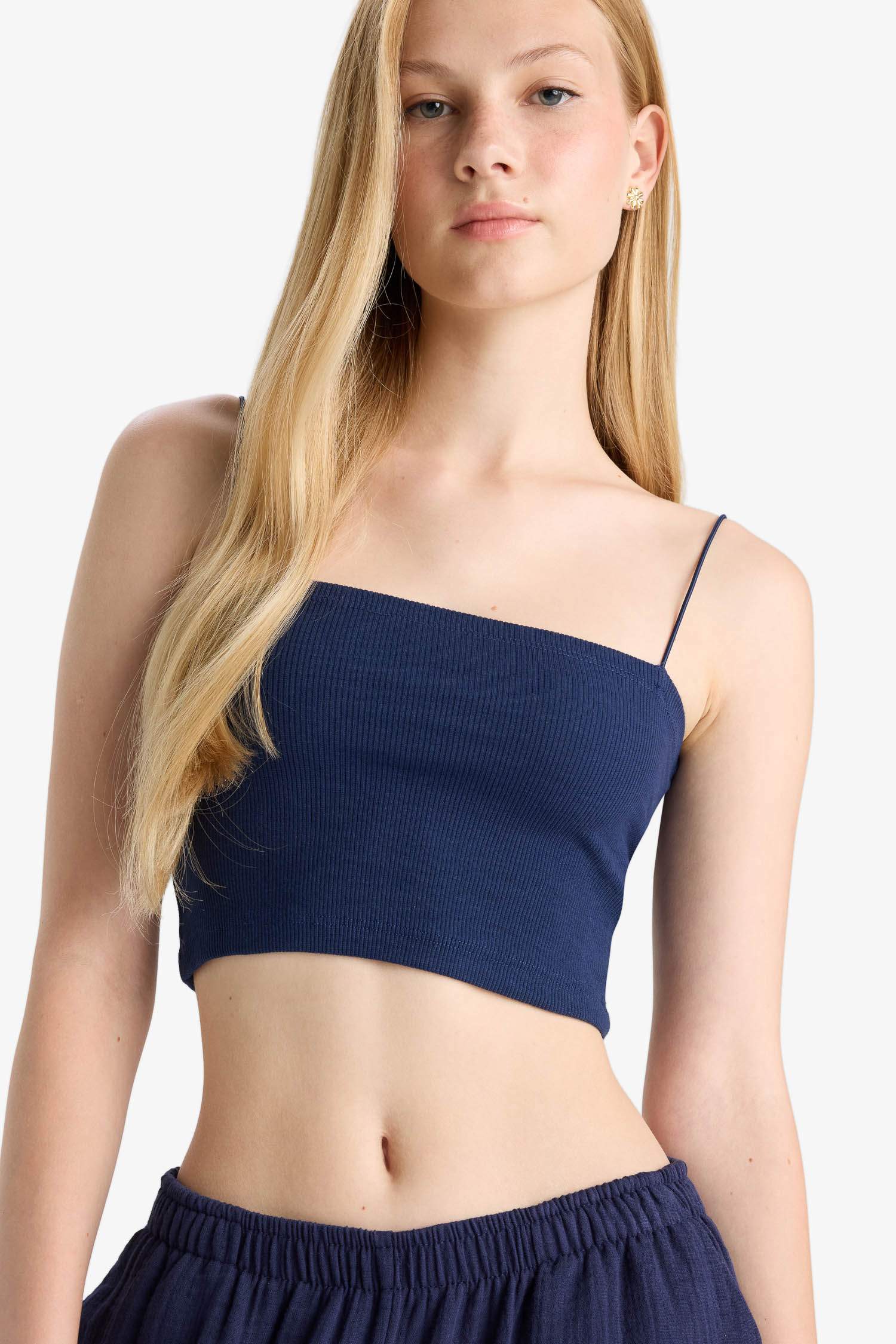 تانك توب سليم فيت مخصر كحلي