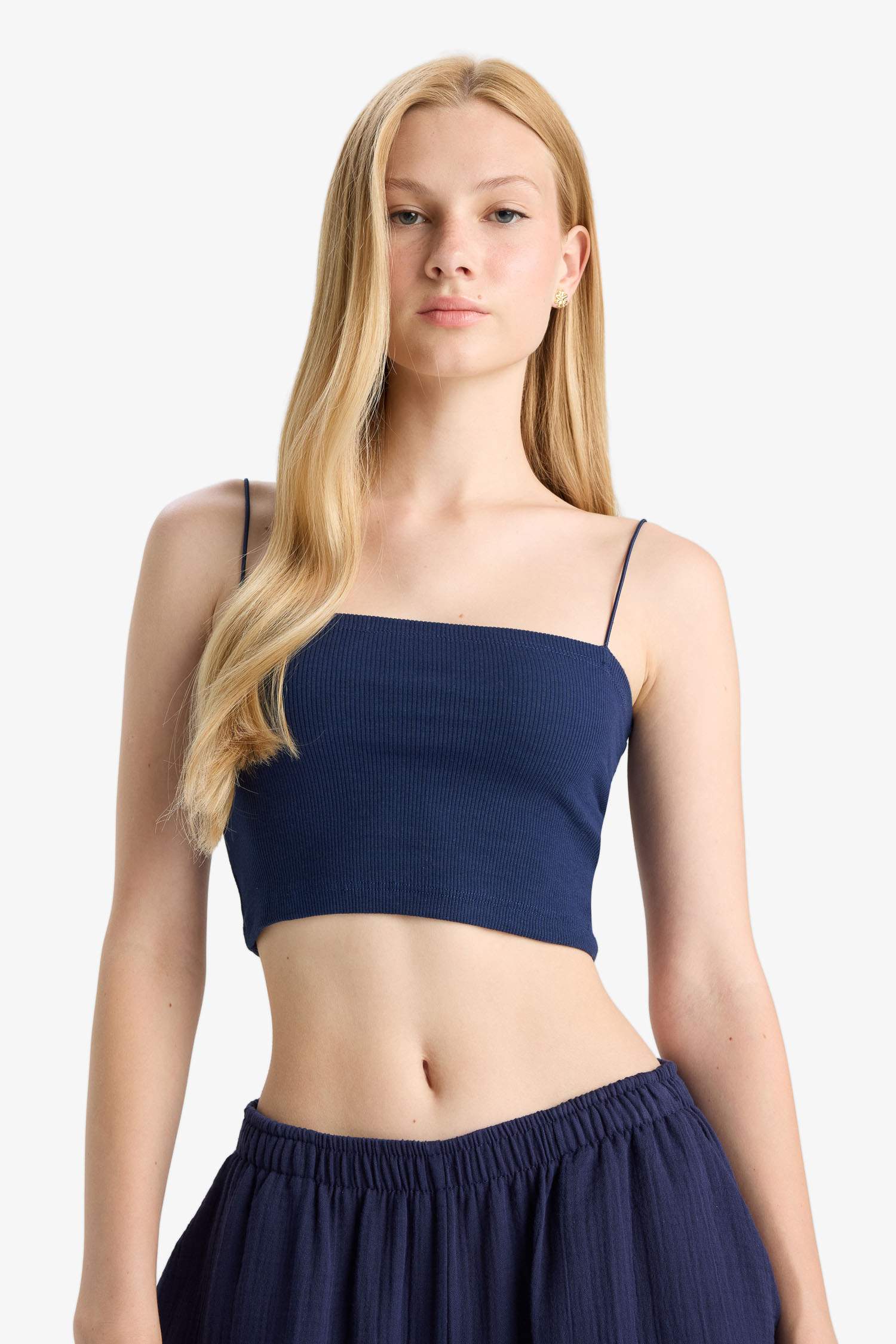 تانك توب سليم فيت مخصر كحلي