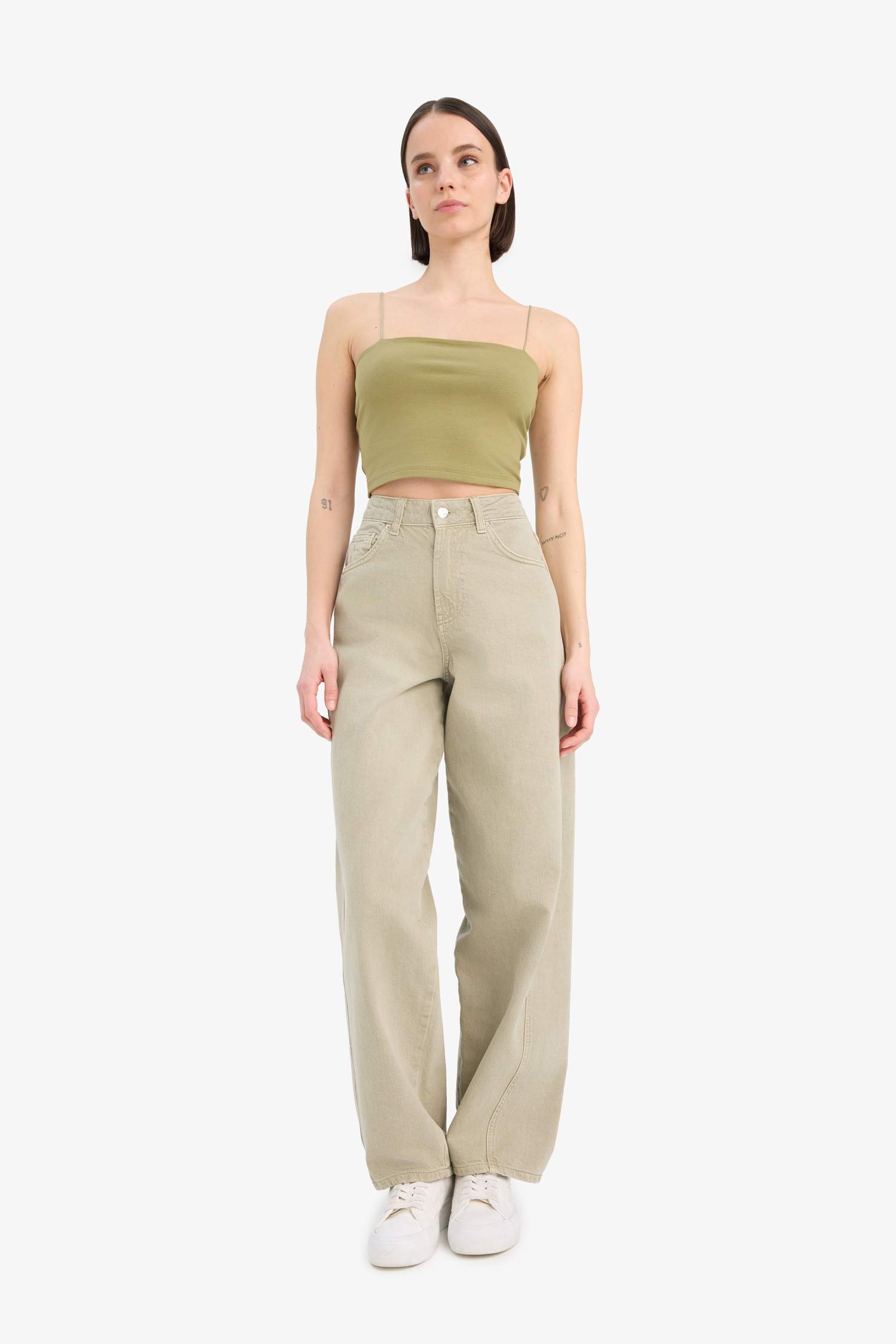 Укороченный базовый топ из хлопка на бретельках, Коллекция Coool