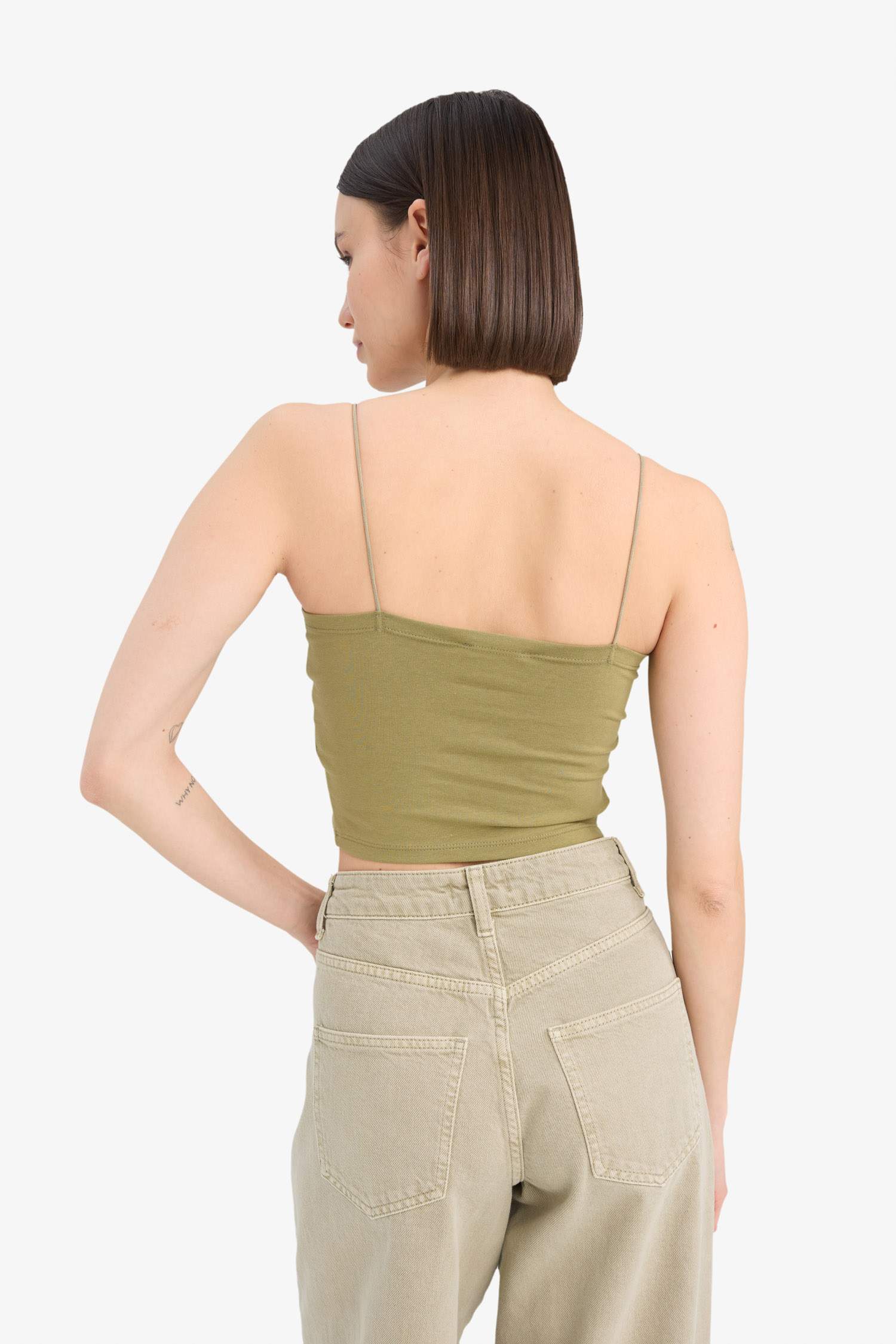 Укороченный базовый топ из хлопка на бретельках, Коллекция Coool