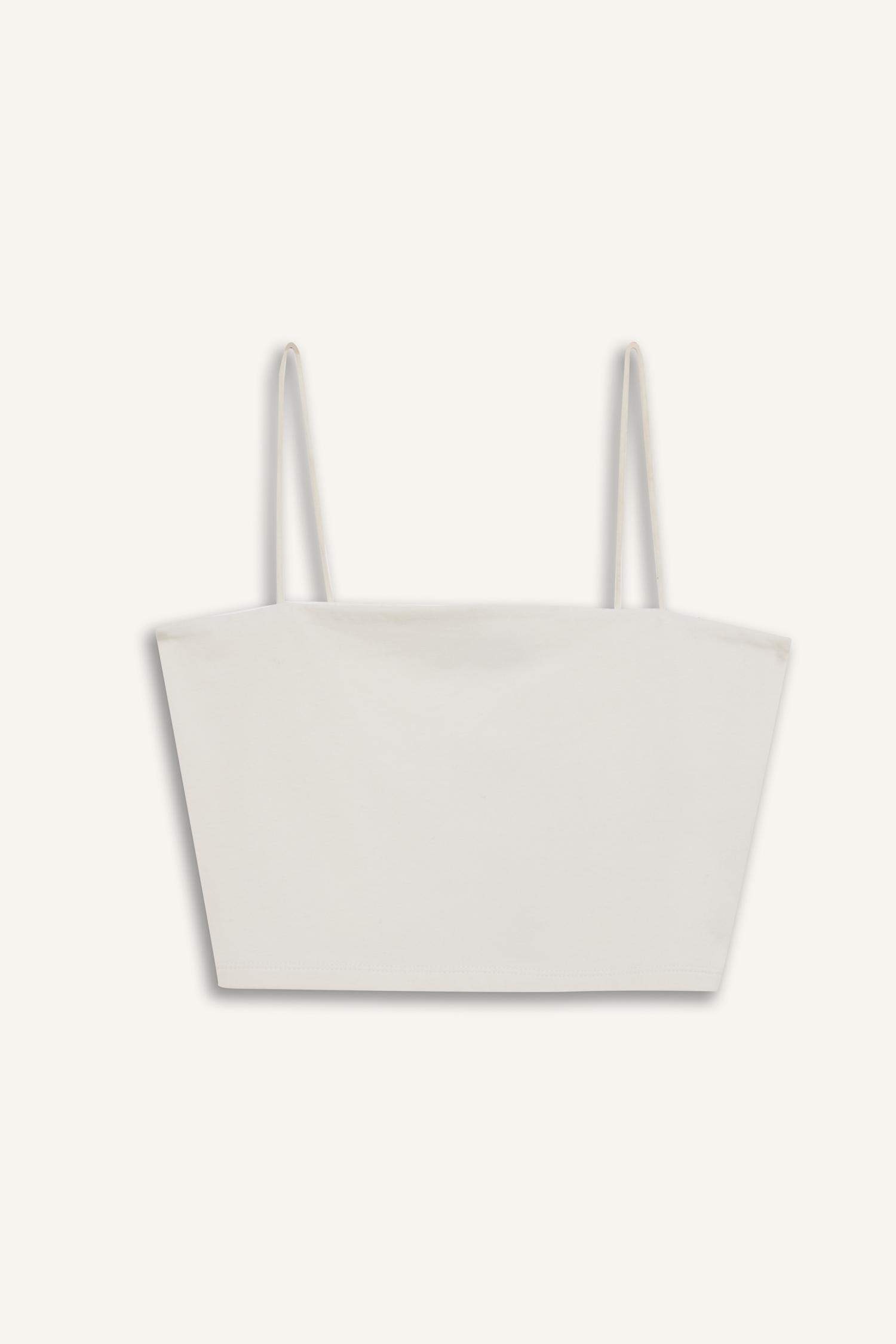 Coool Fitted İp Askılı Pamuklu Crop Basic Düz Atlet