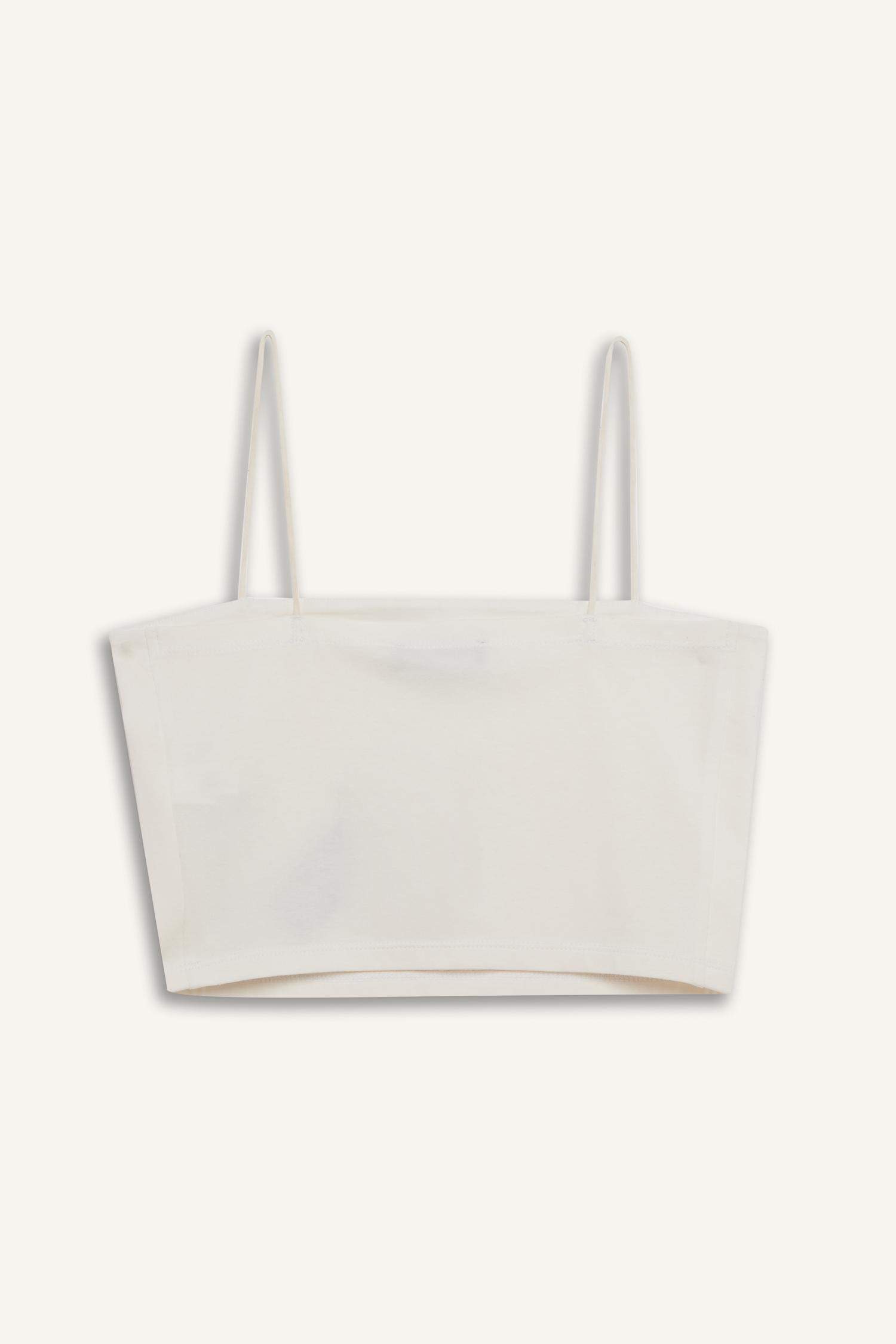 Coool Fitted İp Askılı Pamuklu Crop Basic Düz Atlet