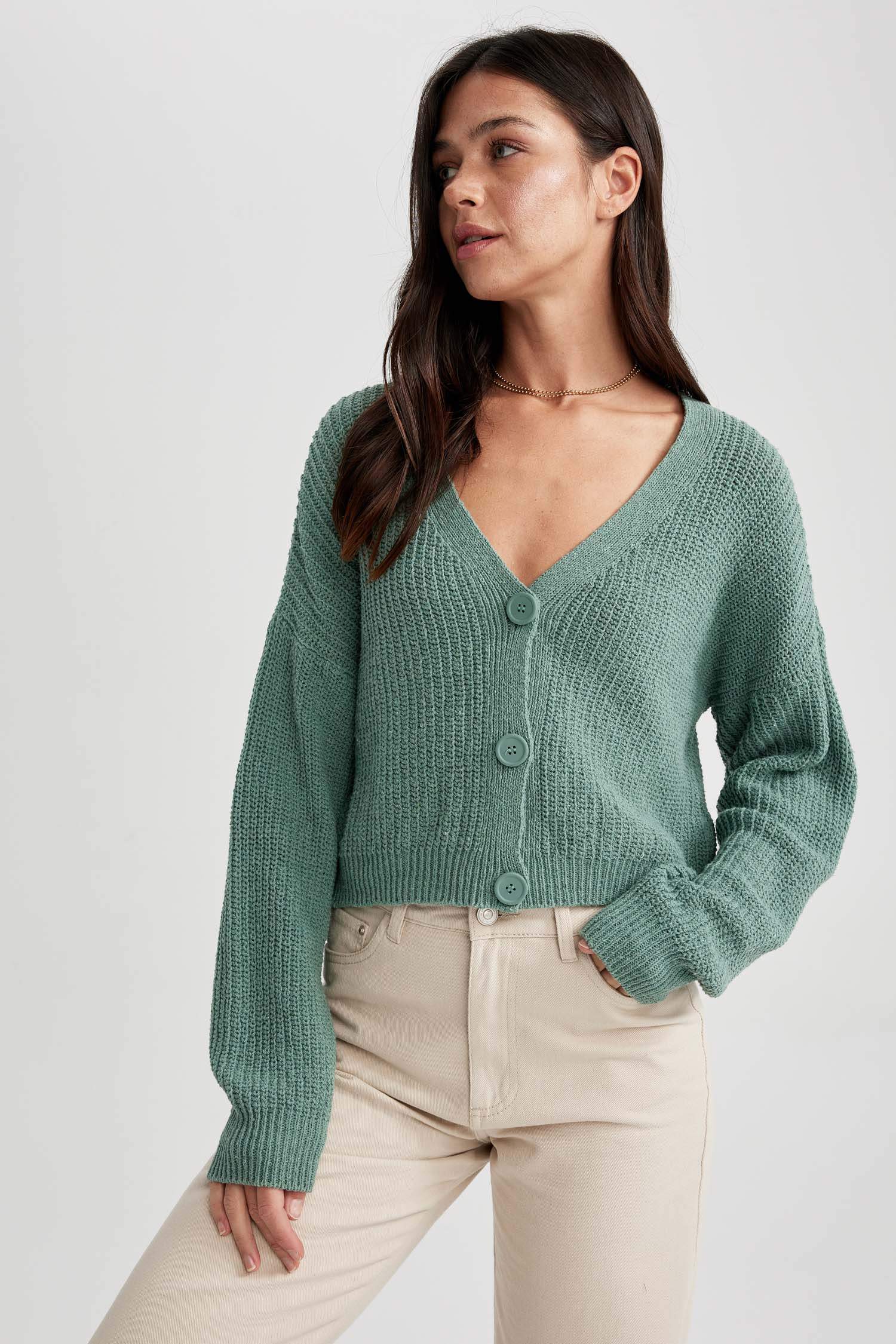 қалыпты пішім v жаға трикотаж Кардиган