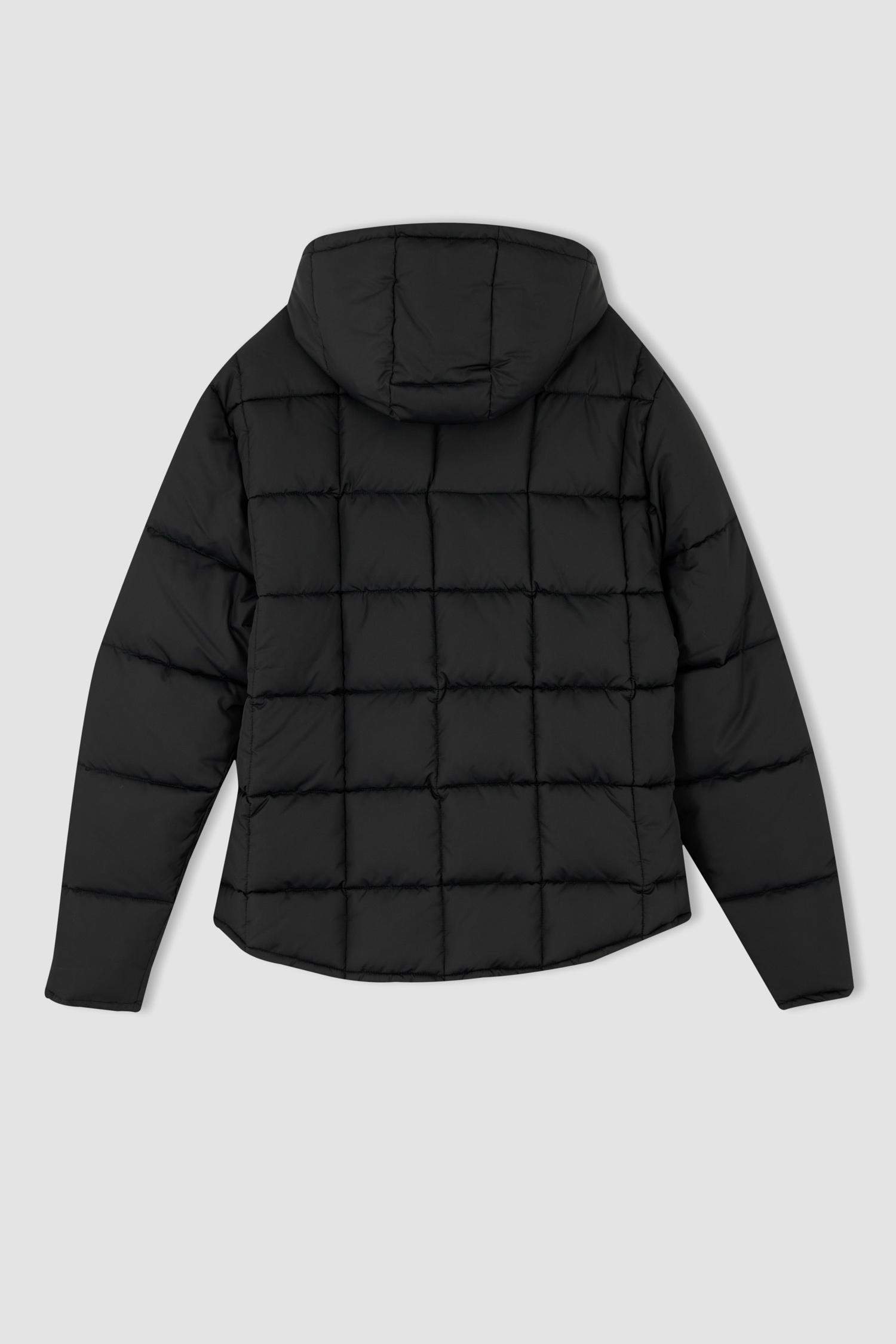 Regular Fit Çıkarılabilir Kapüşonlu Neon Detaylı Su İtici Şişme Mont