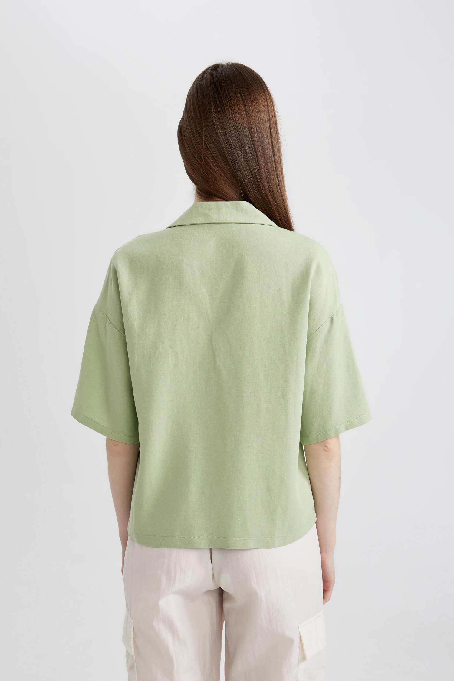 Oversize Fit Pyjamas Collar Linen Blended Short Sleeve Shirt