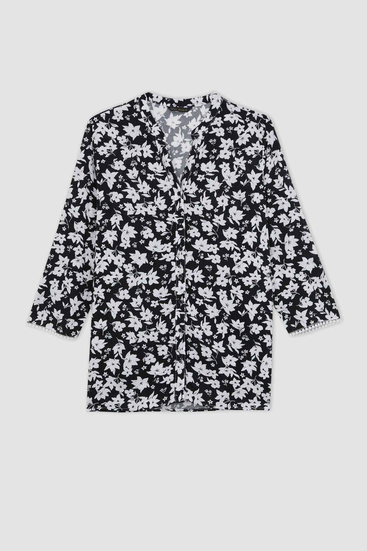 Chemise à manches longues et à col rond imprimée à Coupe régulière