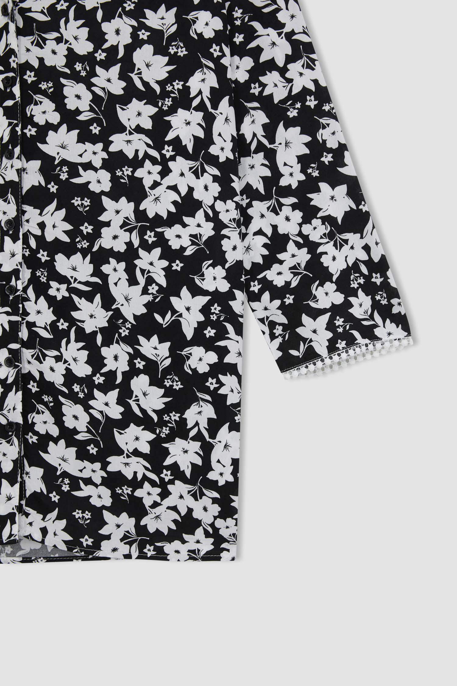 Chemise à manches longues et à col rond imprimée à Coupe régulière