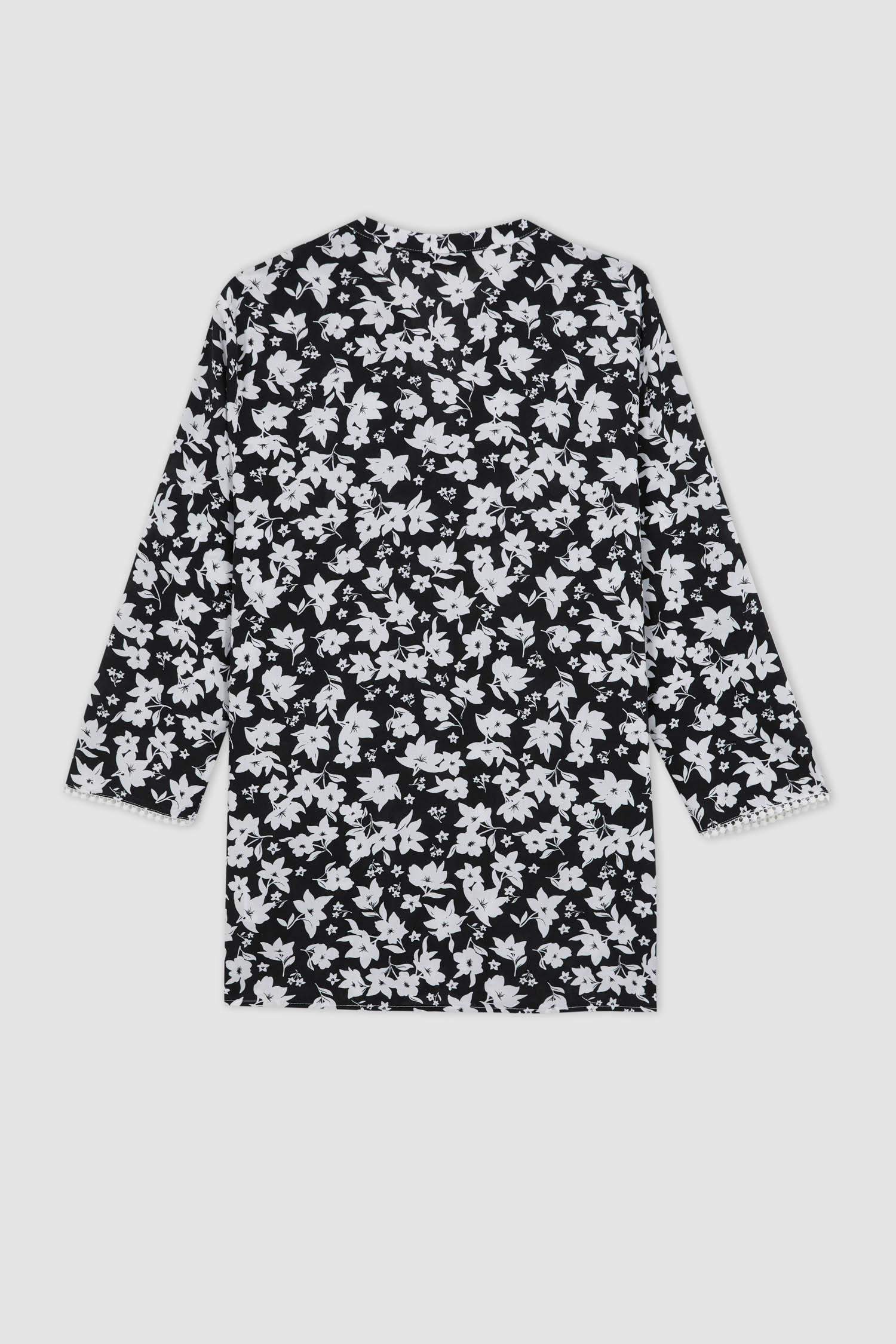 Chemise à manches longues et à col rond imprimée à Coupe régulière