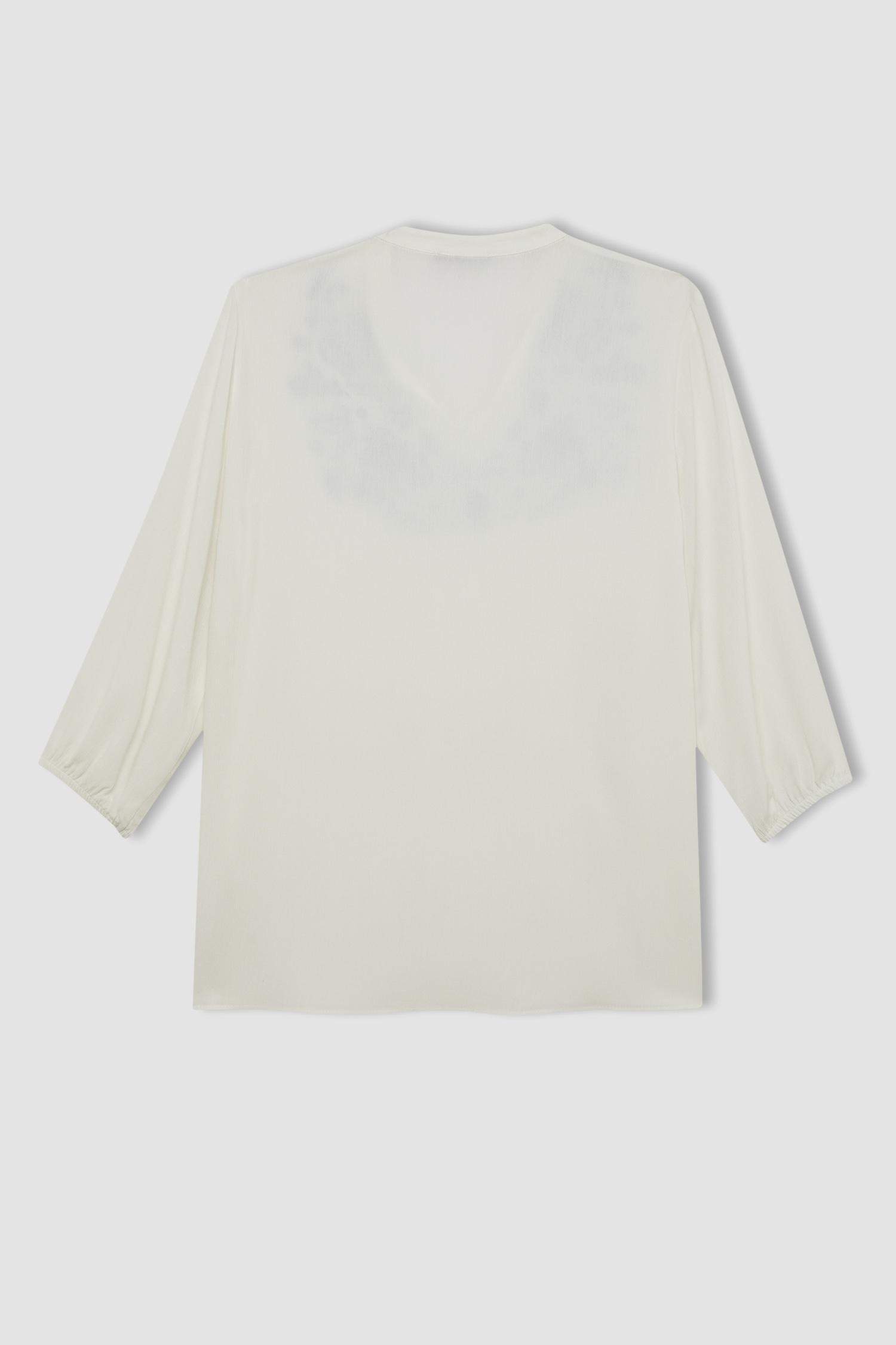 Regular Fit Baskılı Krinkıl Kumaş Uzun Kollu Bluz