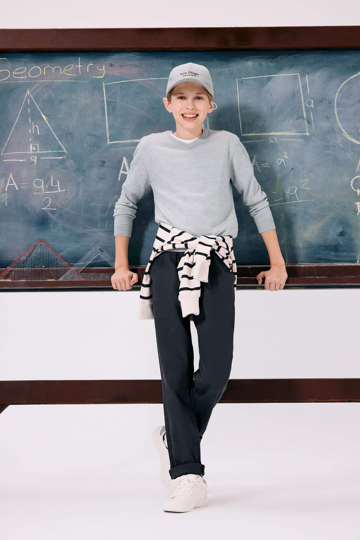 Erkek Çocuk Düz Paça Gabardin Okul Pantolonu