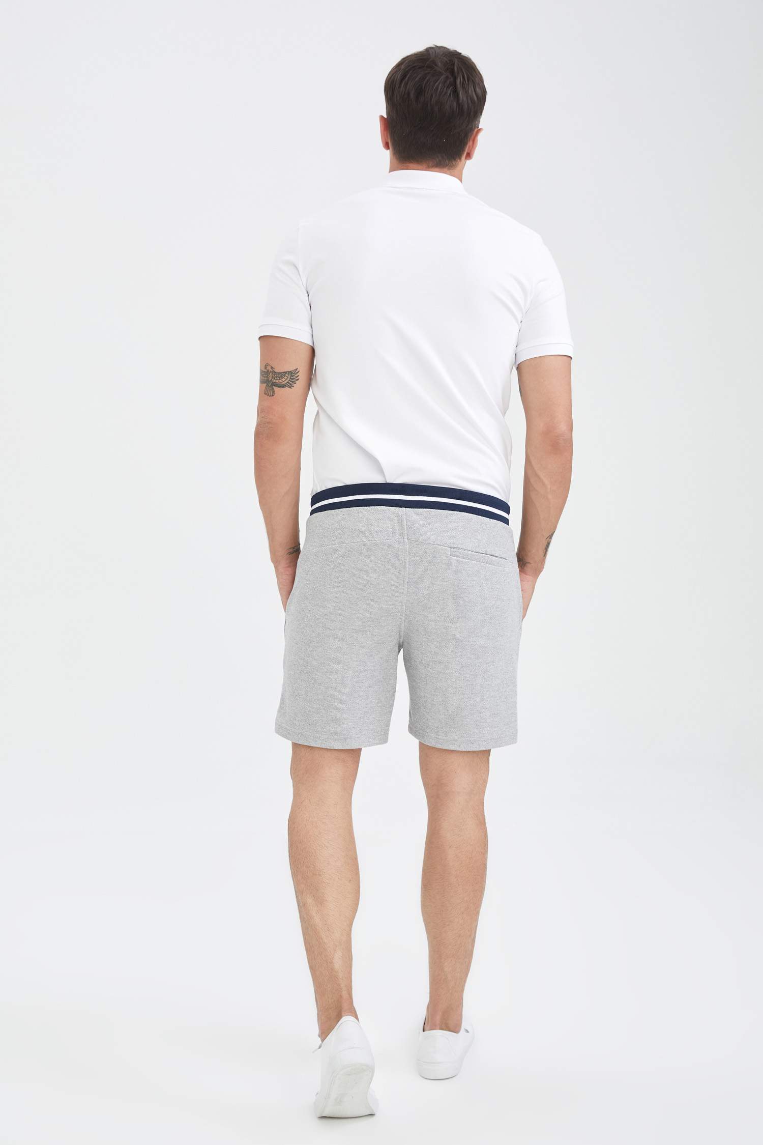 Grey MAN Slim Fit Drawstring Shorts 