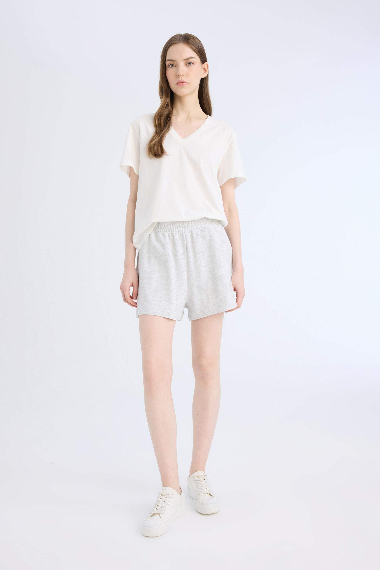 Beli Lastikli Cepli Düz Paça Şort