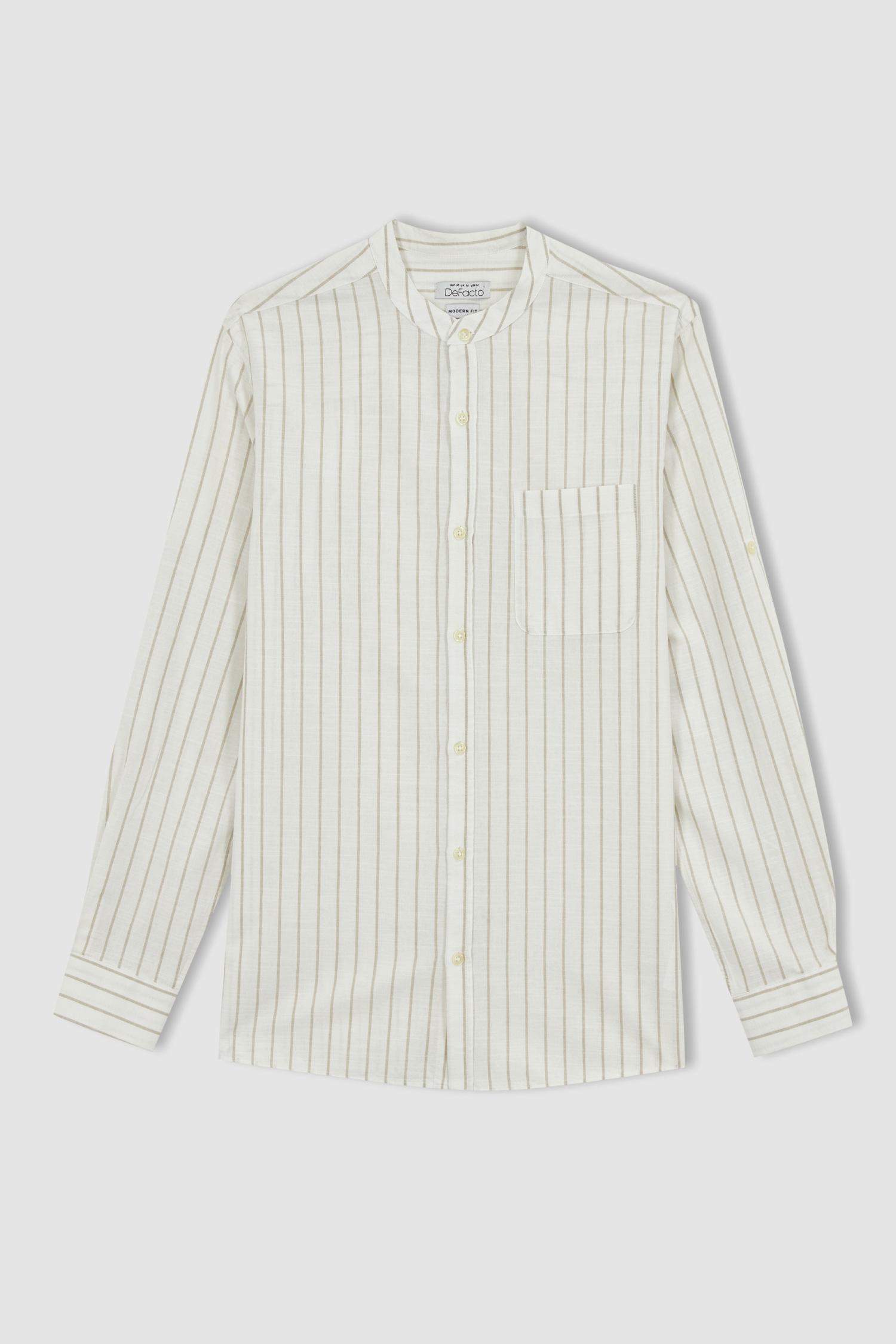 Chemise À Manches Longues Et Col Montant De Coupe Moderne