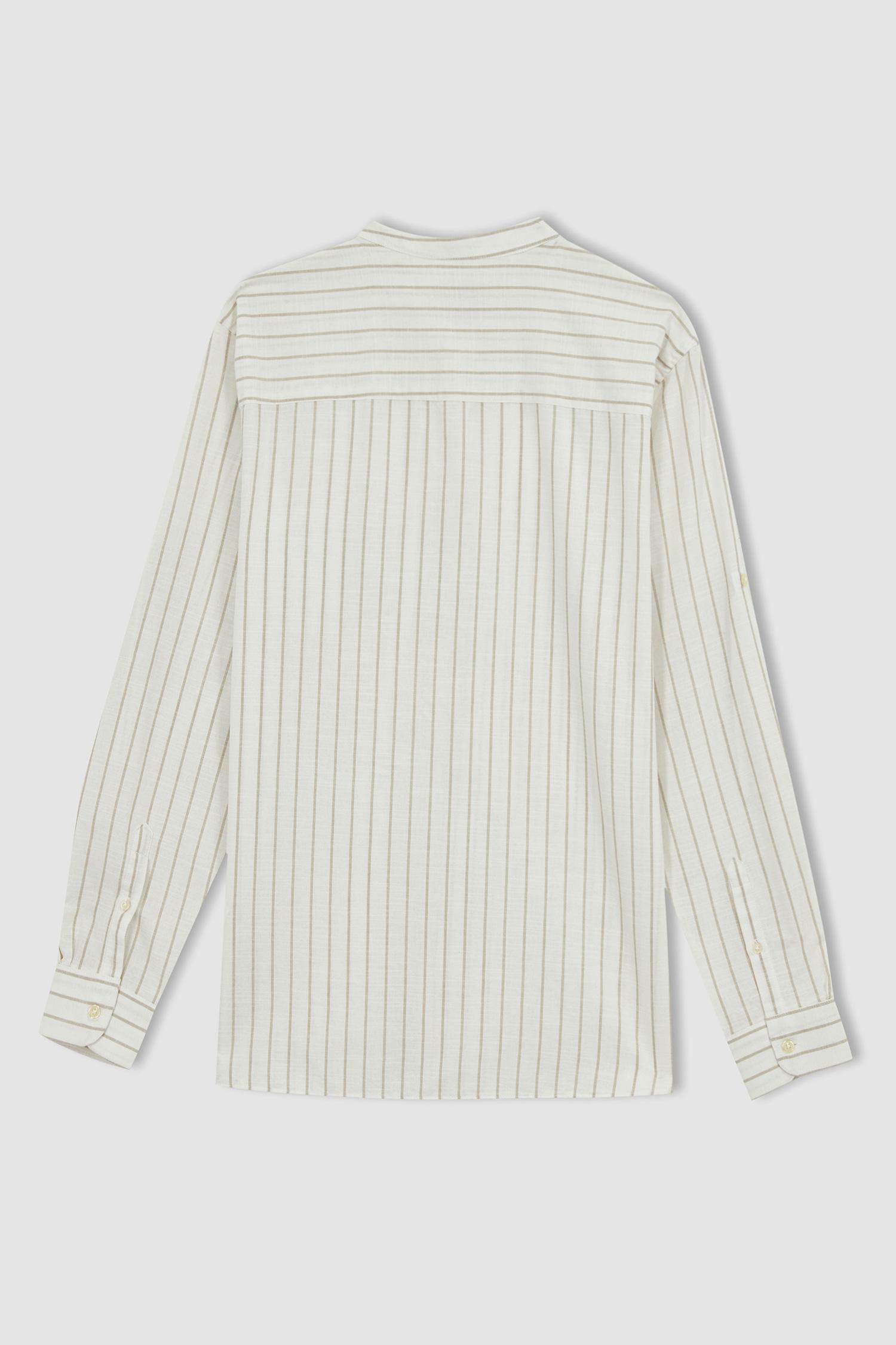 Chemise À Manches Longues Et Col Montant De Coupe Moderne