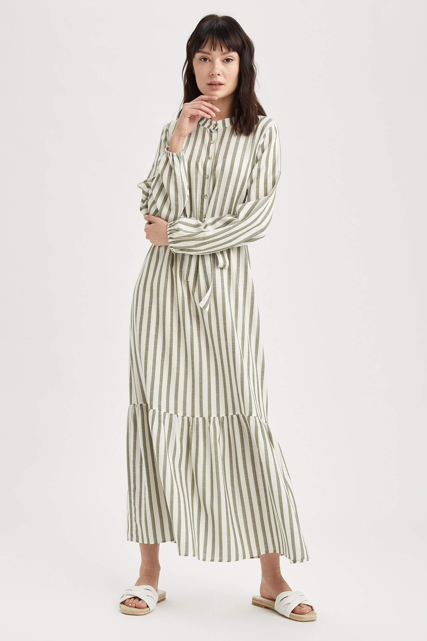 Oversized Stripe Maxi Dress, Ivory, 53% OFF