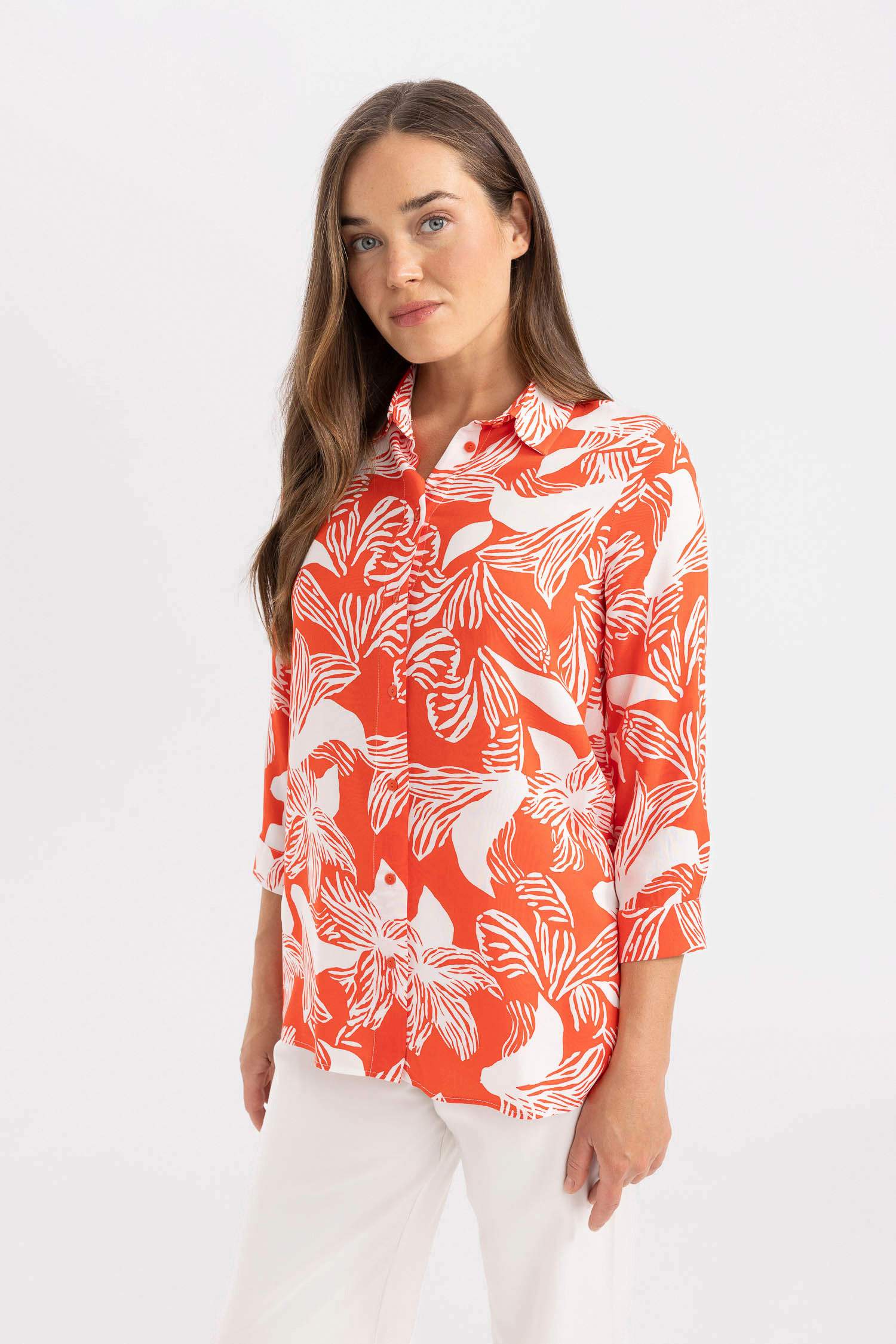 Loose Fit Shirt Collar Long Sleeve Shirt