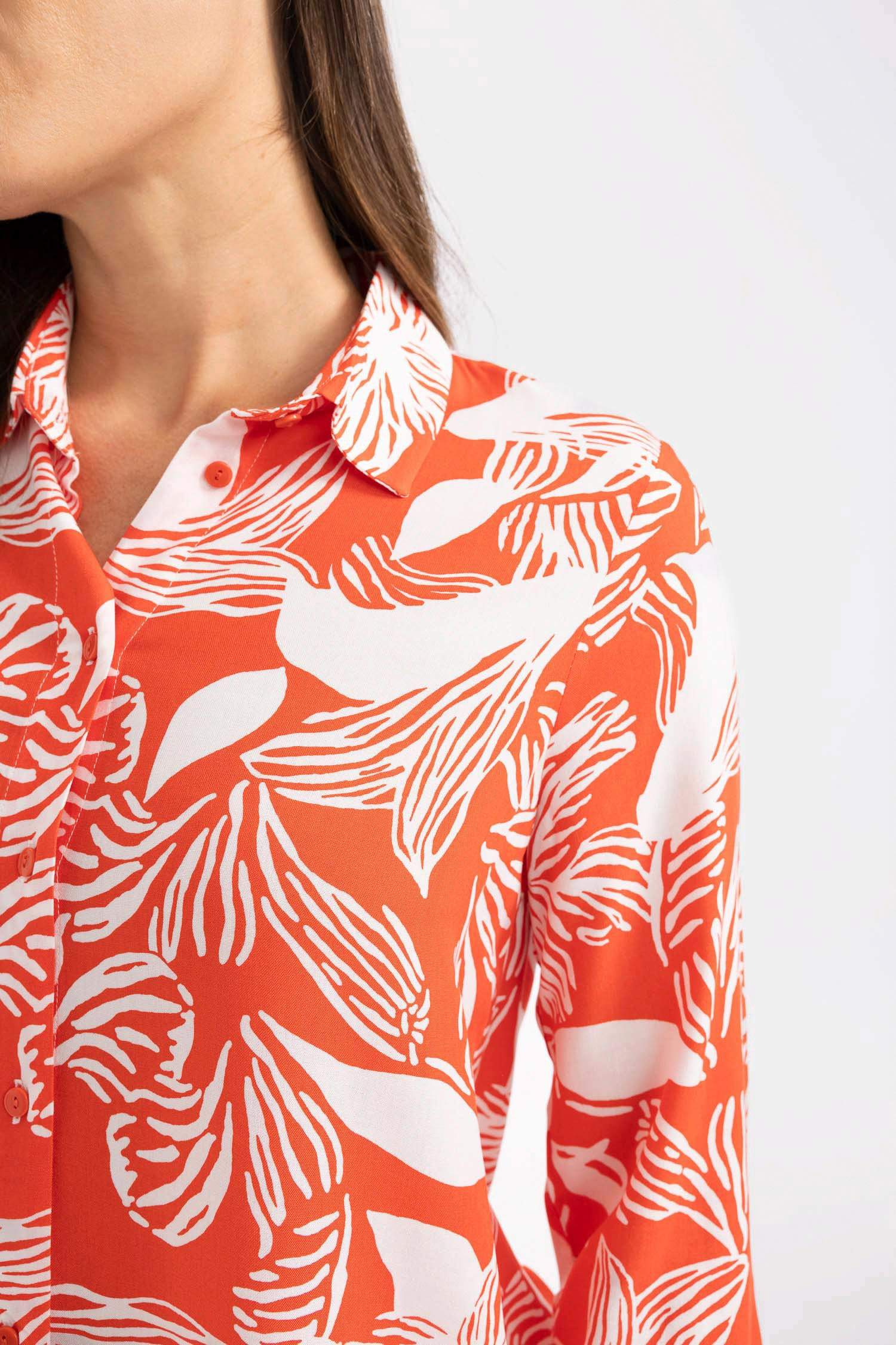 Loose Fit Shirt Collar Long Sleeve Shirt