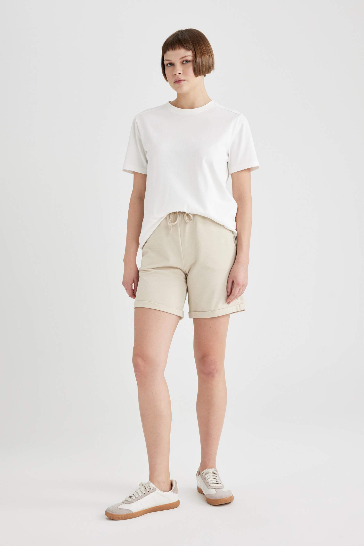 Regular Fit Thin Sweatshirt Fabric Basic Normal Waist Regular Hem Bermuda