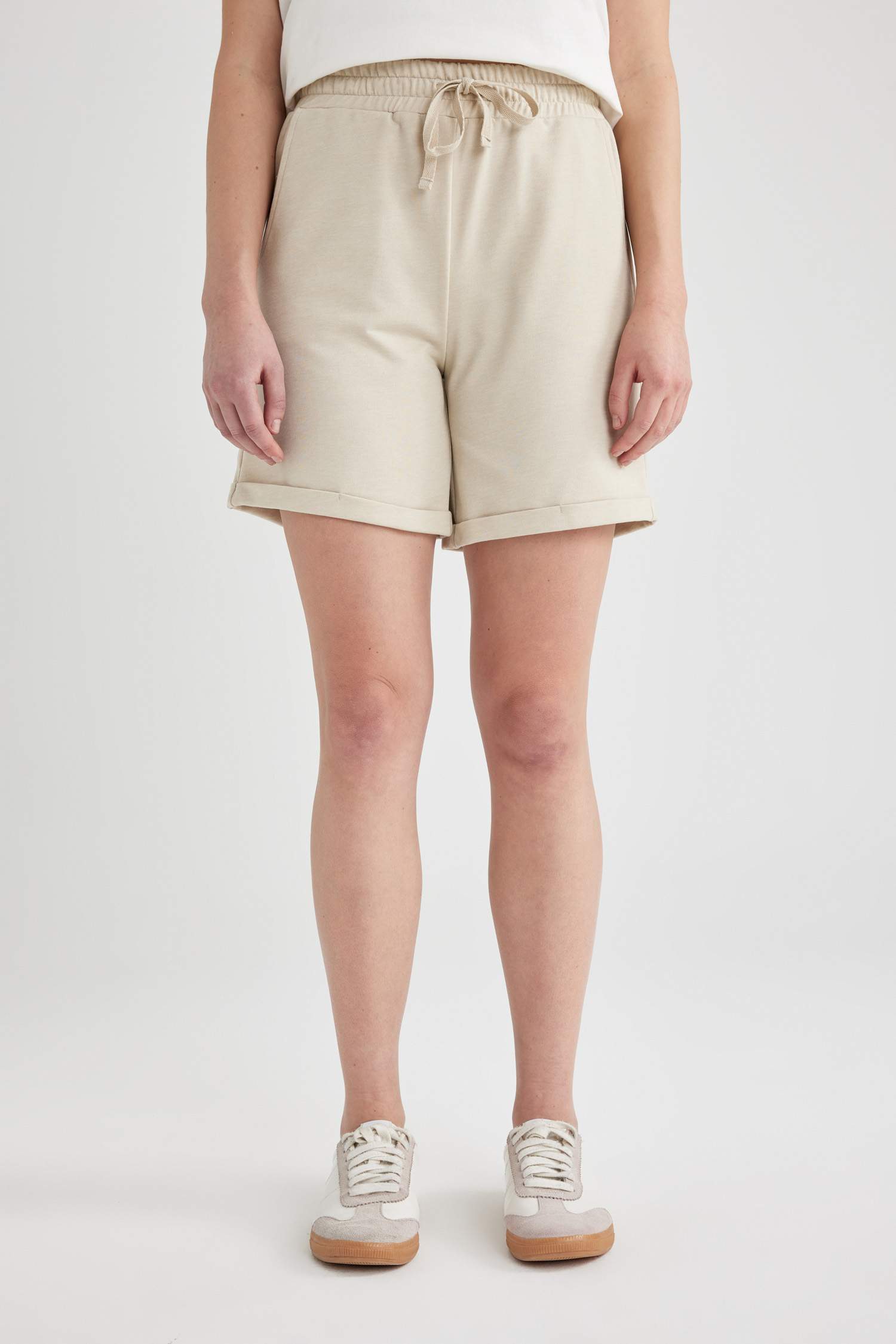 Regular Fit Thin Sweatshirt Fabric Basic Normal Waist Regular Hem Bermuda