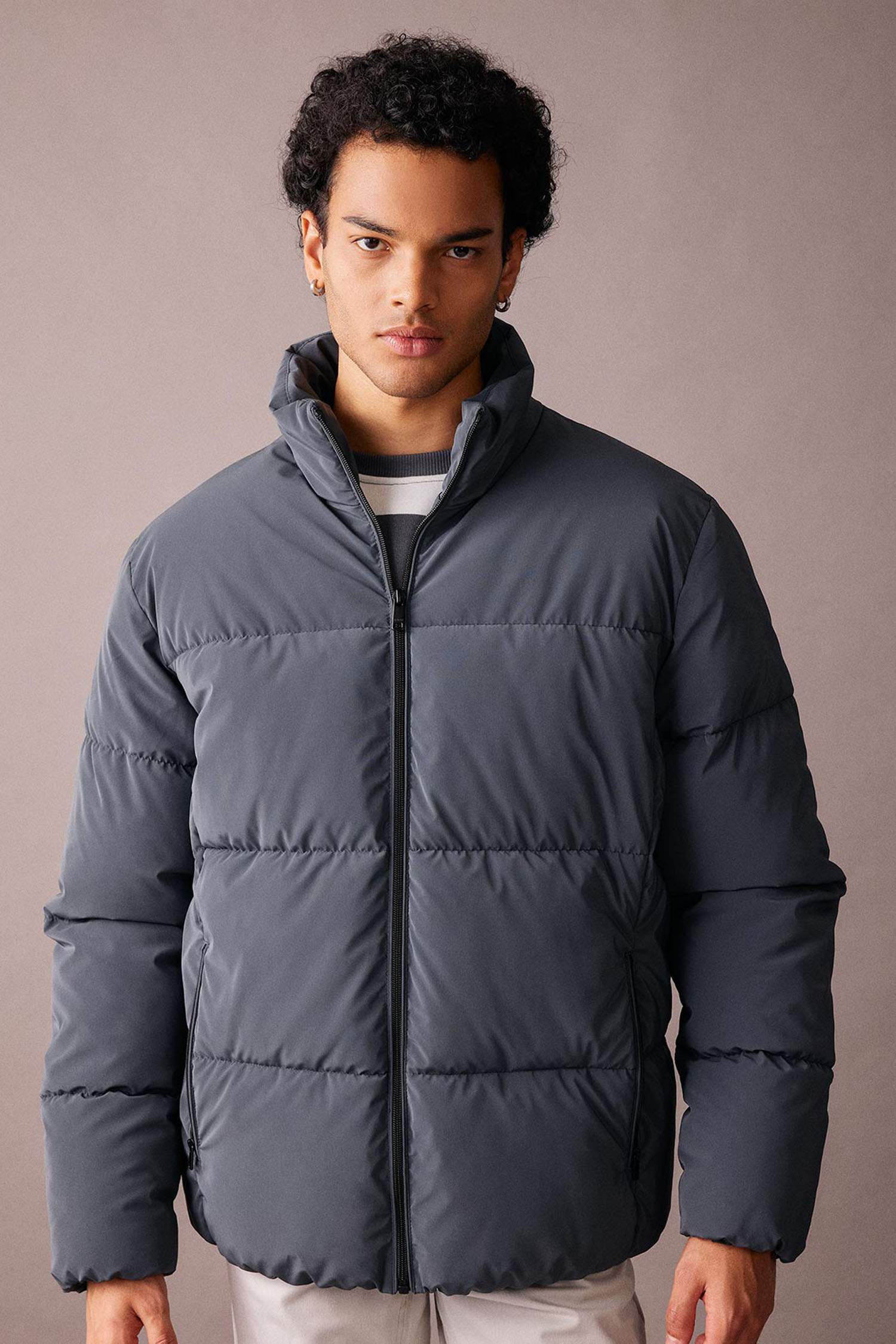 тік жаға толық астар Пальто