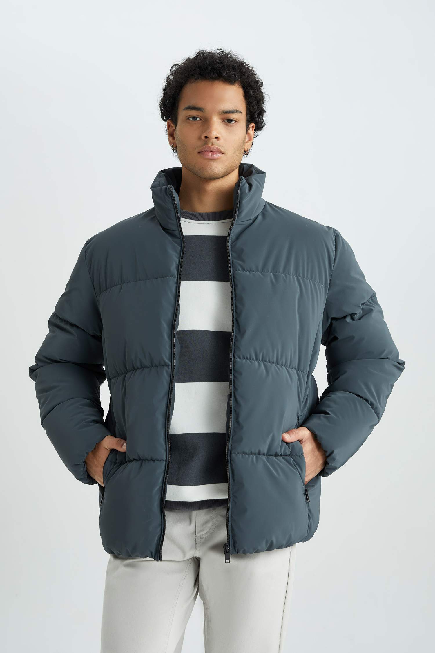 тік жаға толық астар Пальто