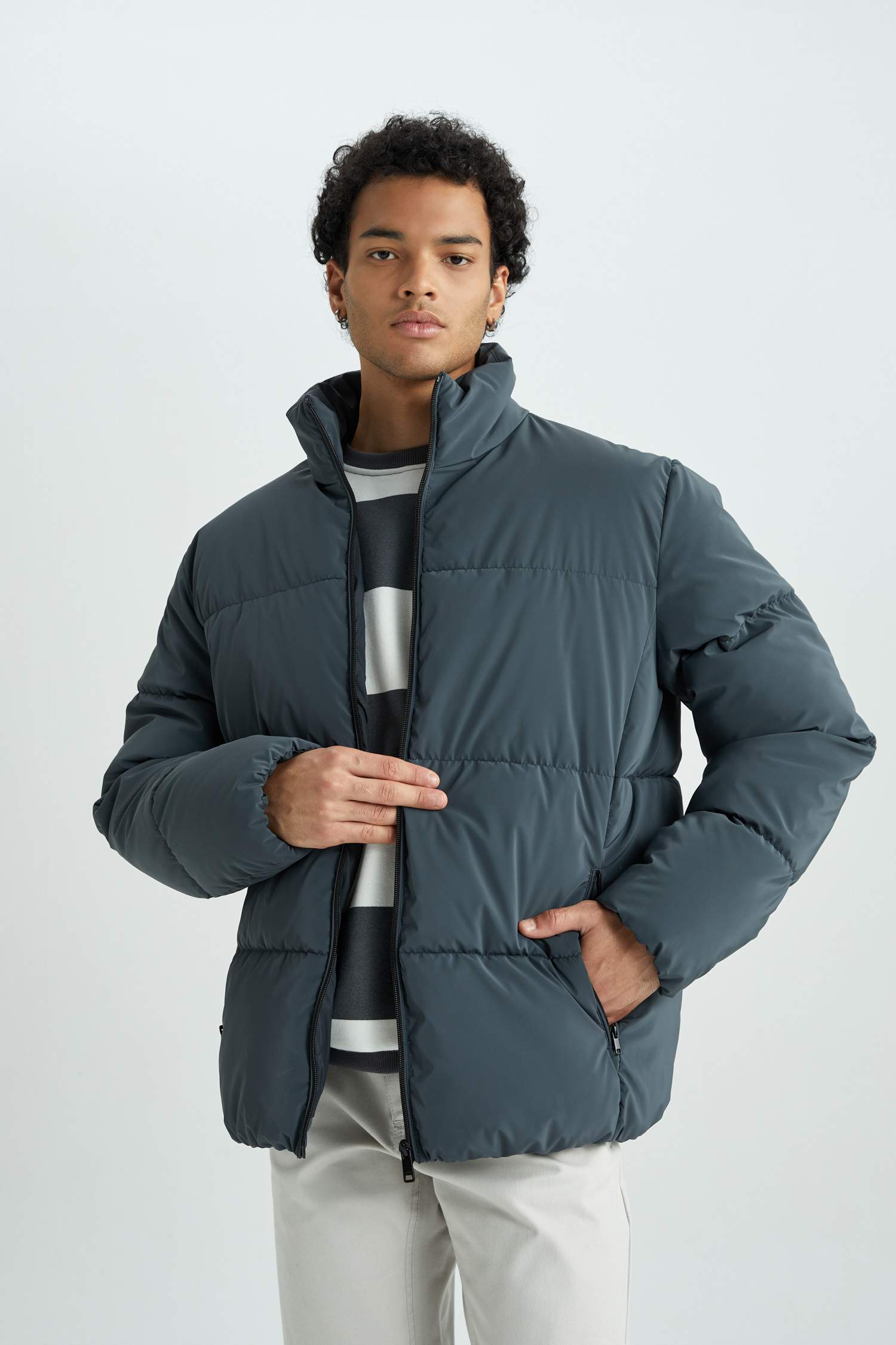 тік жаға толық астар Пальто