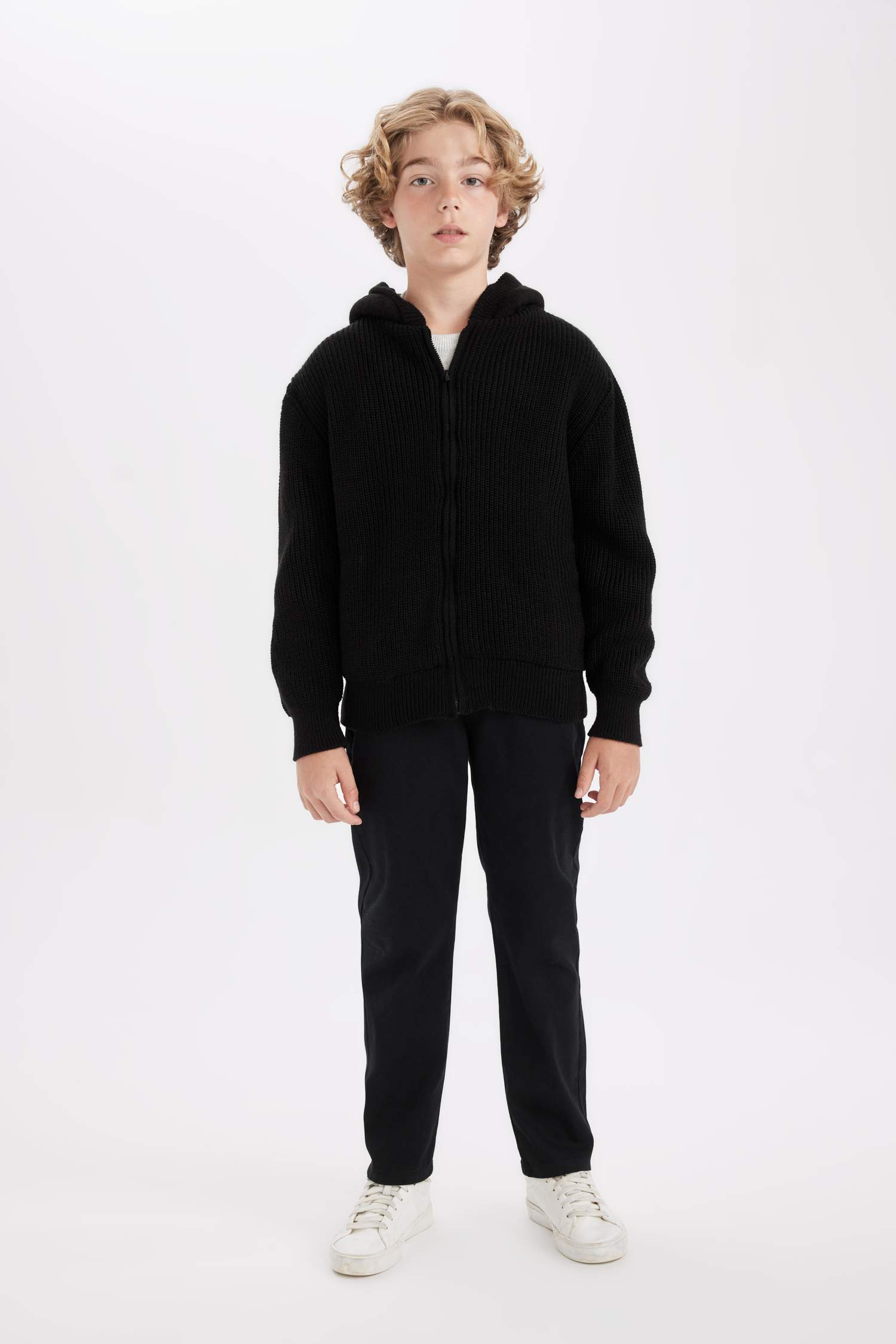 Кардиган базовый с капюшоном на молнии для мальчиков, Школьная коллекция