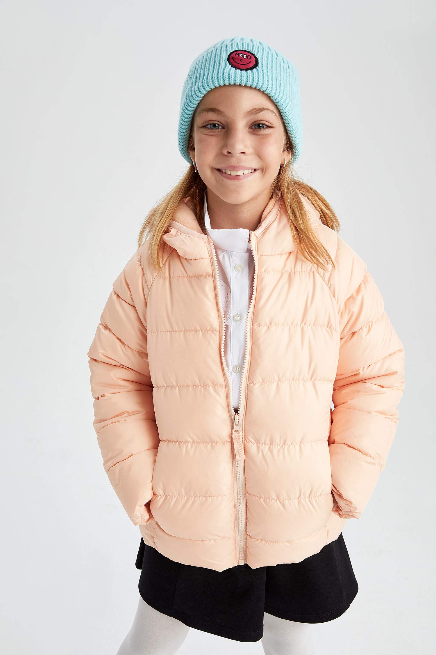 Girl Hooded Lining Fleece Puffer Jacket