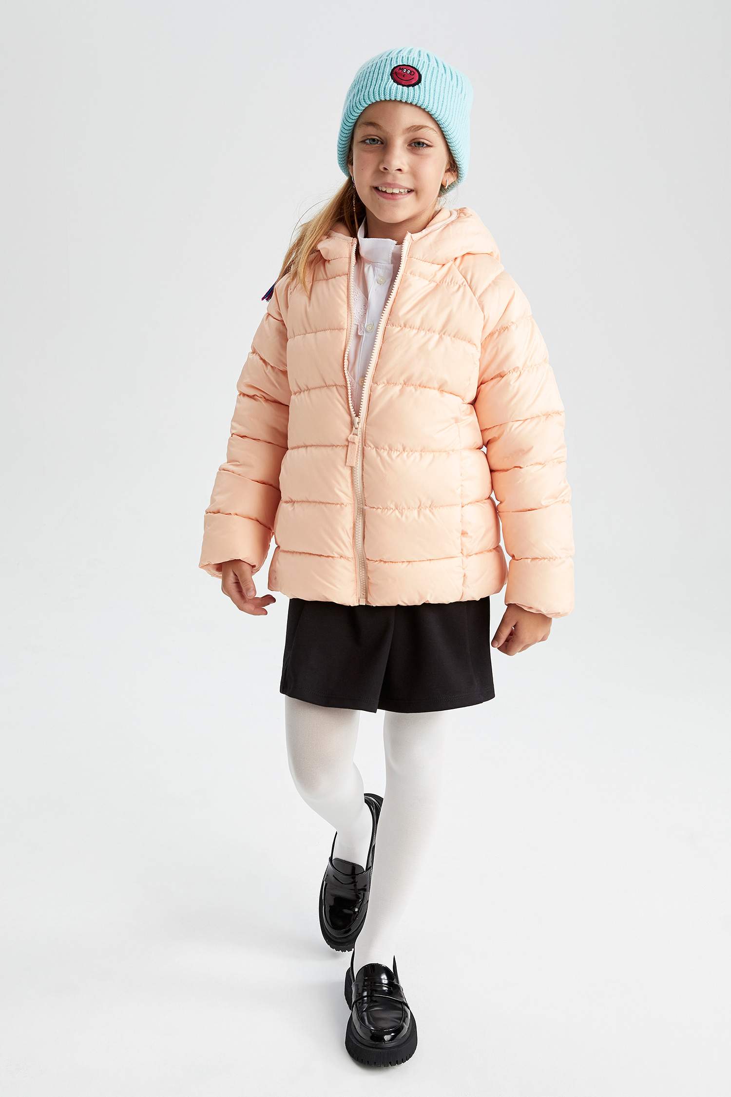 Girl Hooded Lining Fleece Puffer Jacket