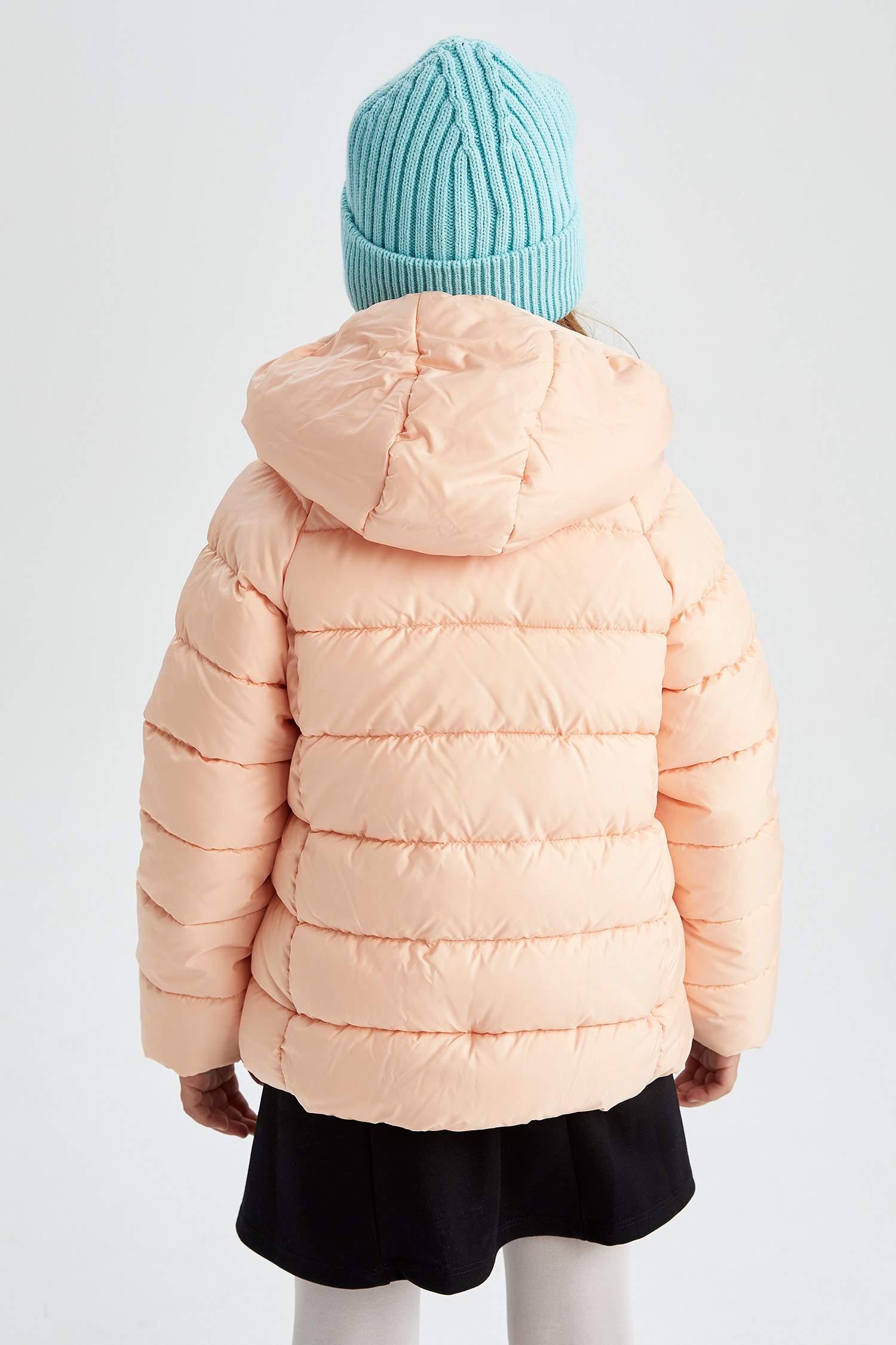 Girl Hooded Lining Fleece Puffer Jacket