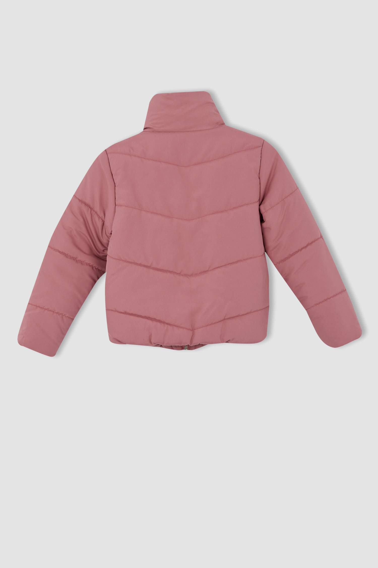 Kız Çocuk Dik Yaka Pelüş Astarlı Puffer Mont