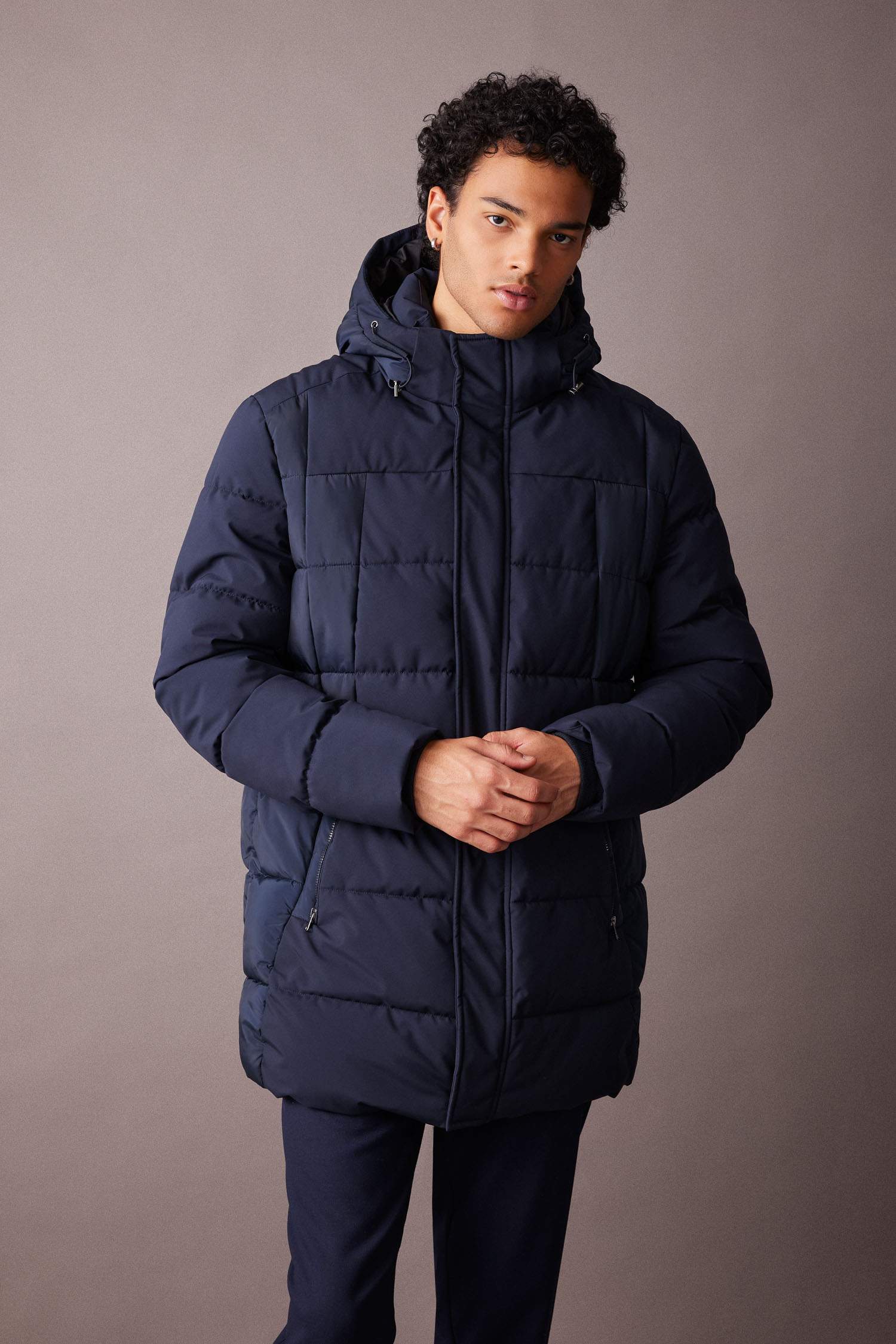 Slim Fit Hooded Faux Fur Lined Puffer Jacket