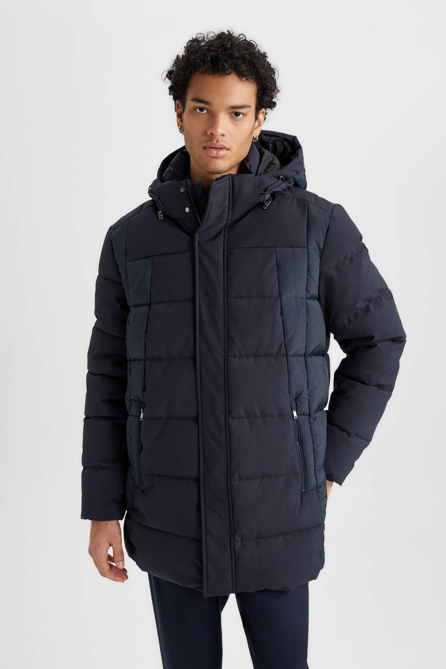 Slim Fit Hooded Faux Fur Lined Puffer Jacket