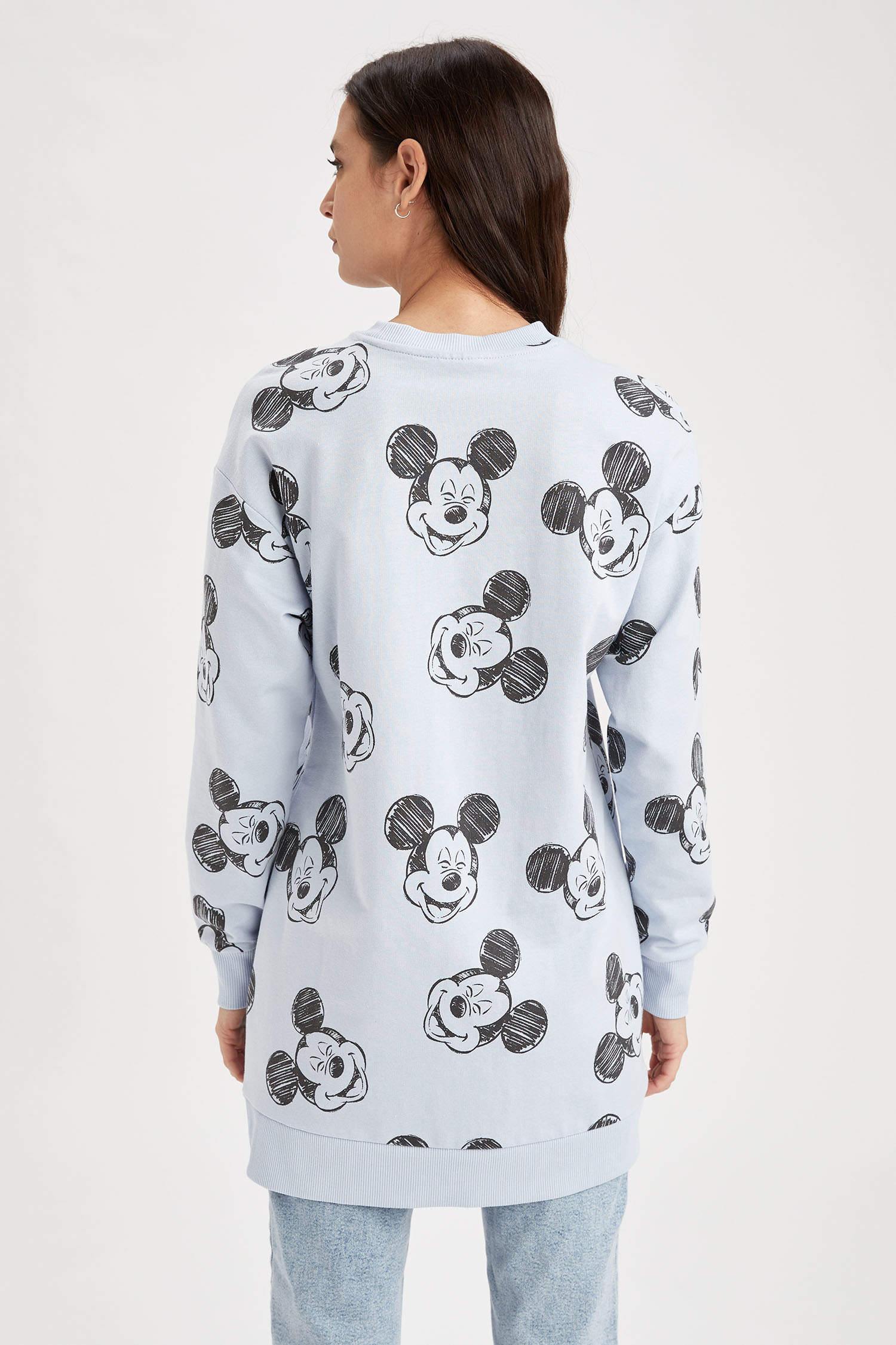 Defacto Relax Fit Mickey Mouse Lisanslı Pamuklu Sweatshirt Tunik. 4
